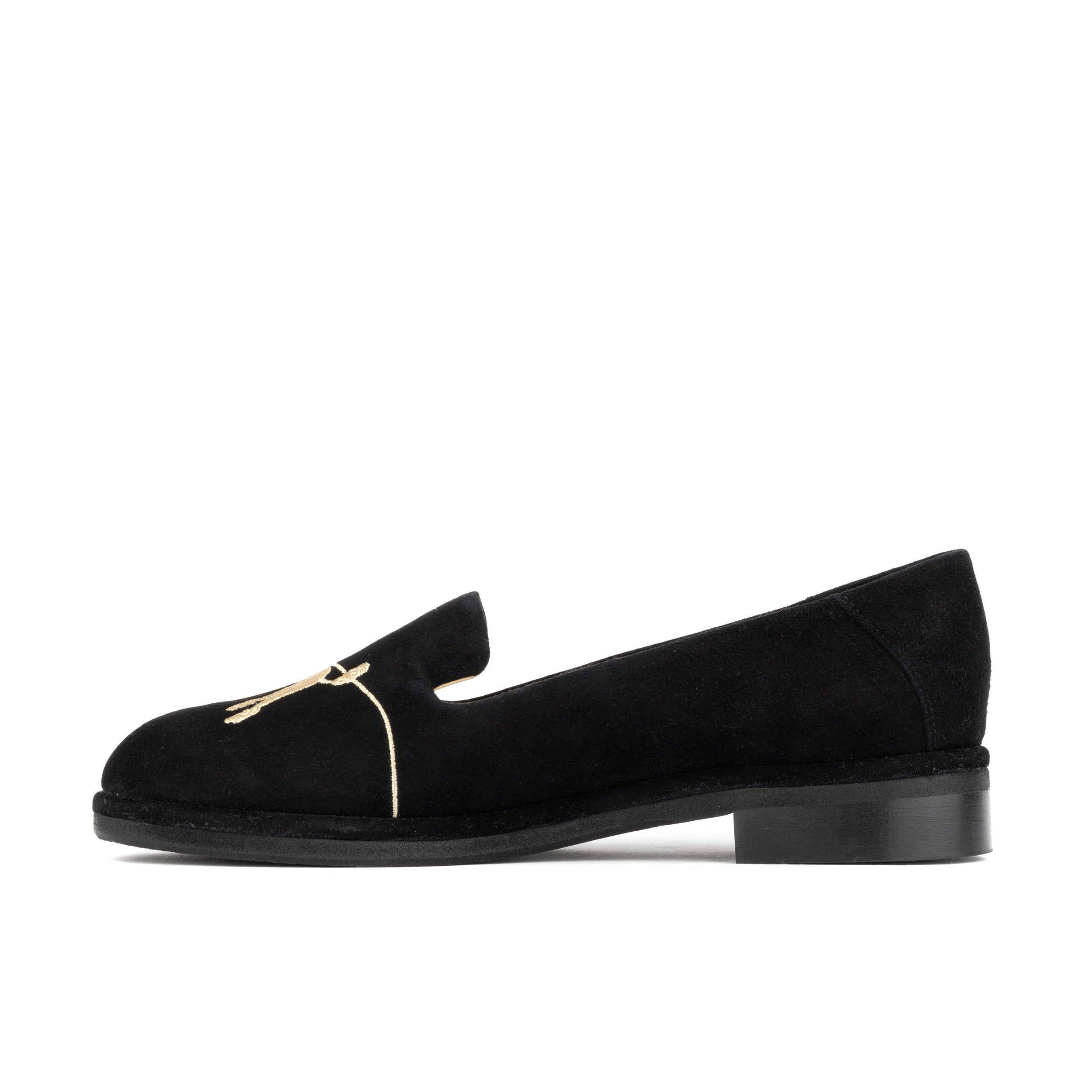 Fetch - Black - Women's round toe animal petterned comfy leather loafer