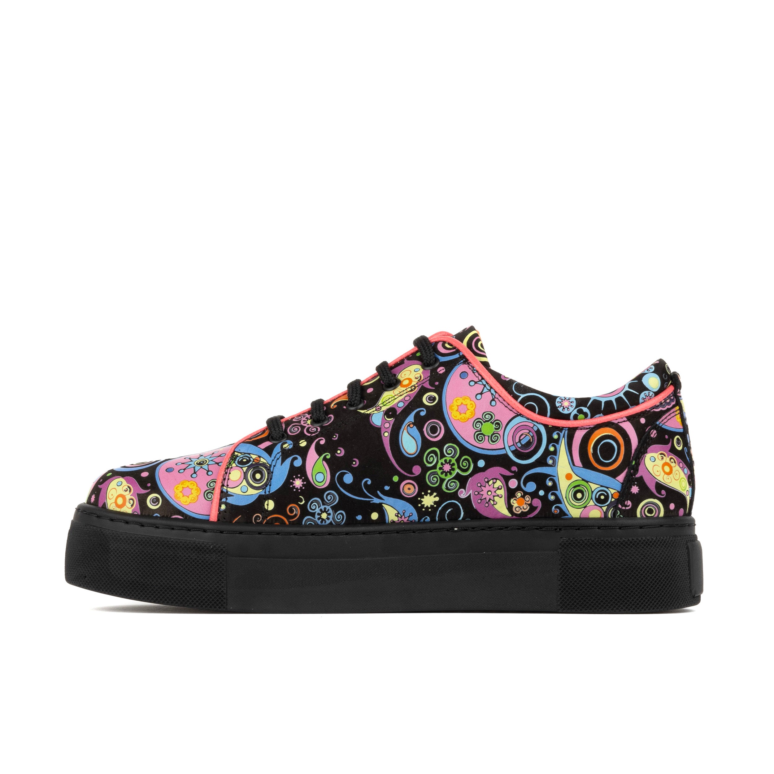 Camila - Universe - Women's soft leather trainer with chunky black platform