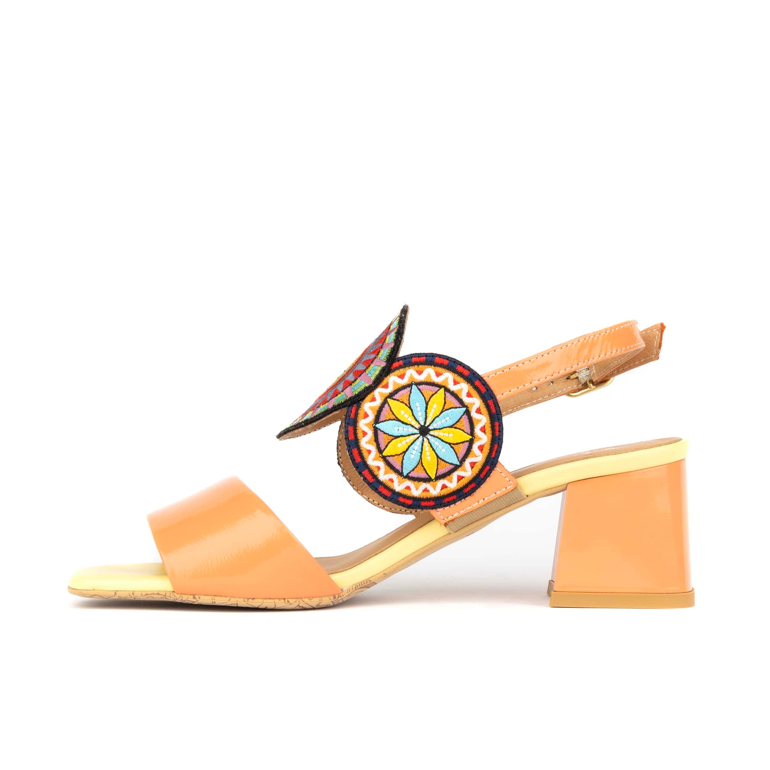 Vibe - Coral Multi - Women's leather heel sandal with open-toe & ankle strap
