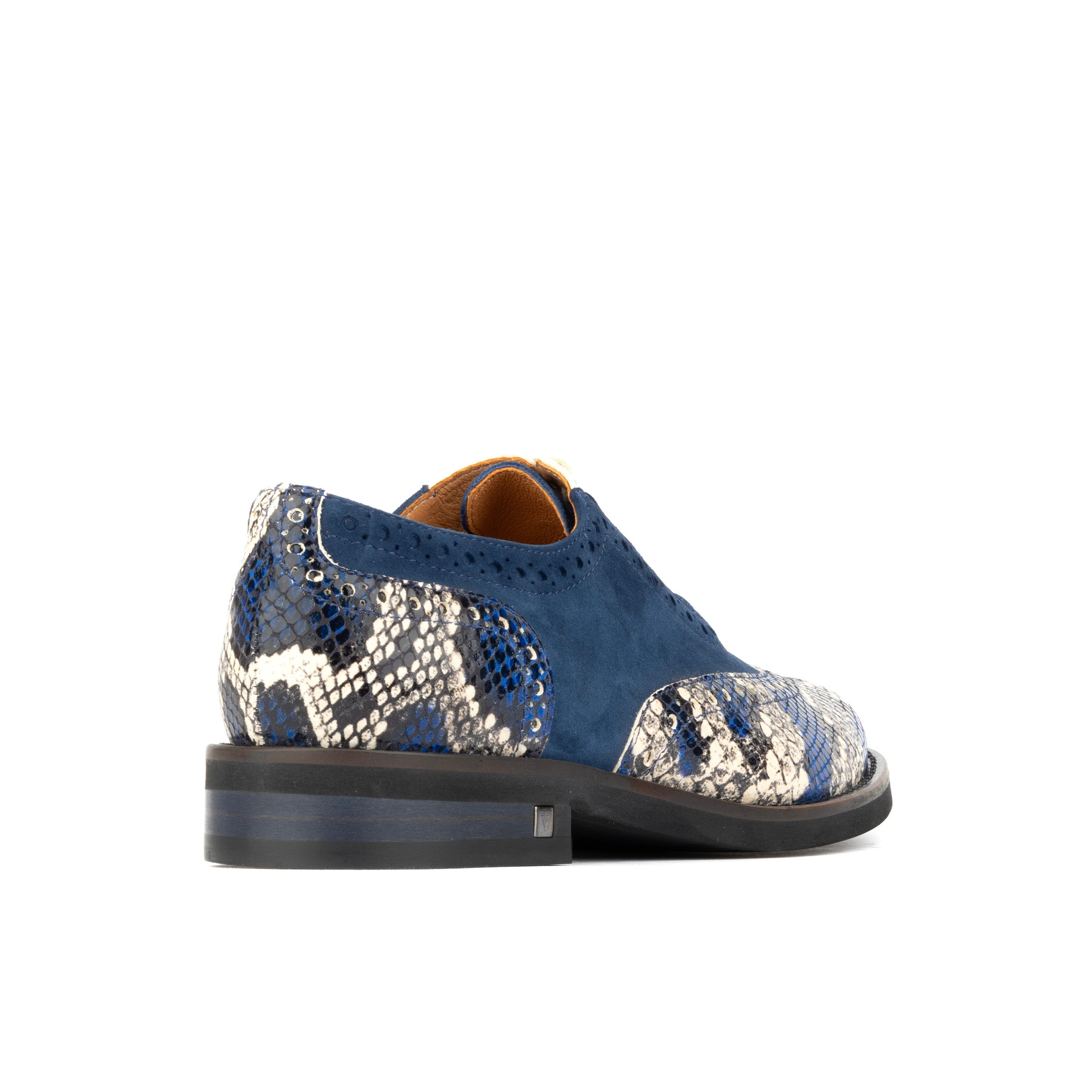 Vivienne - Blue Snake - Women's oxford shoe with blue & snake effect leather combo