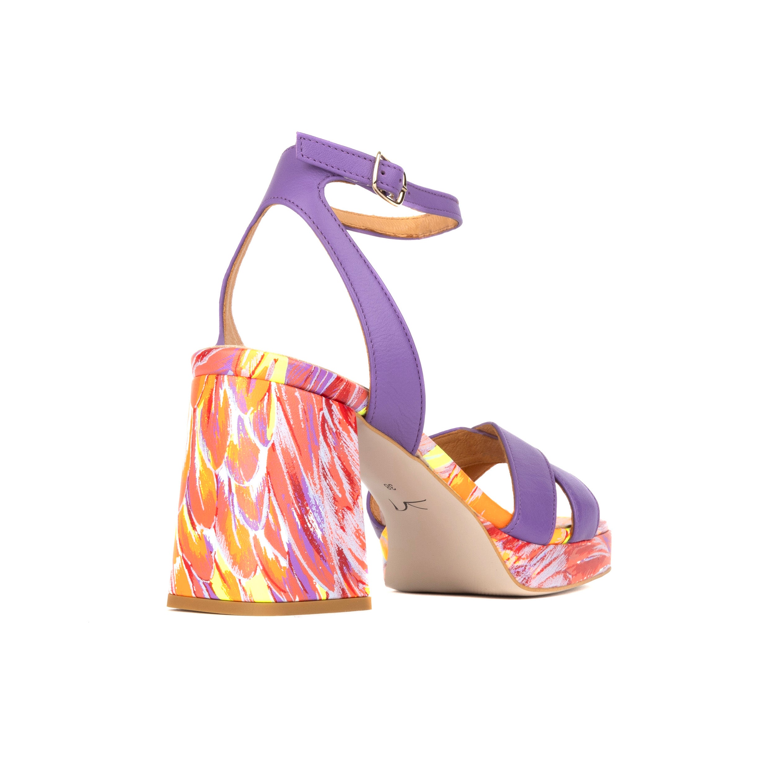 Long Beach - Flamingo - Women's platform block heel sandal with criss cross straps