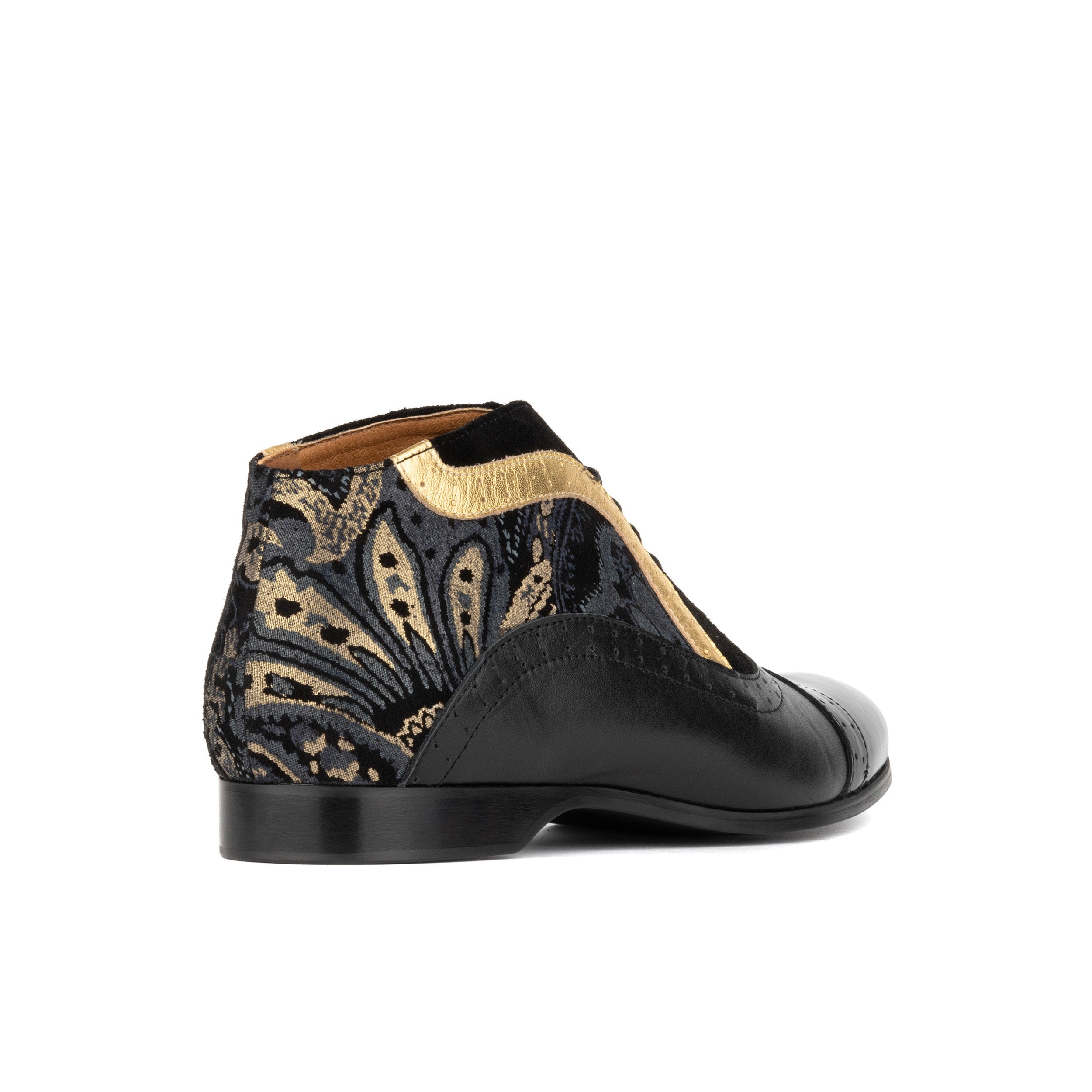 Jasmine - Black & Gold - Women’s Leather Oxford Ankle Boot