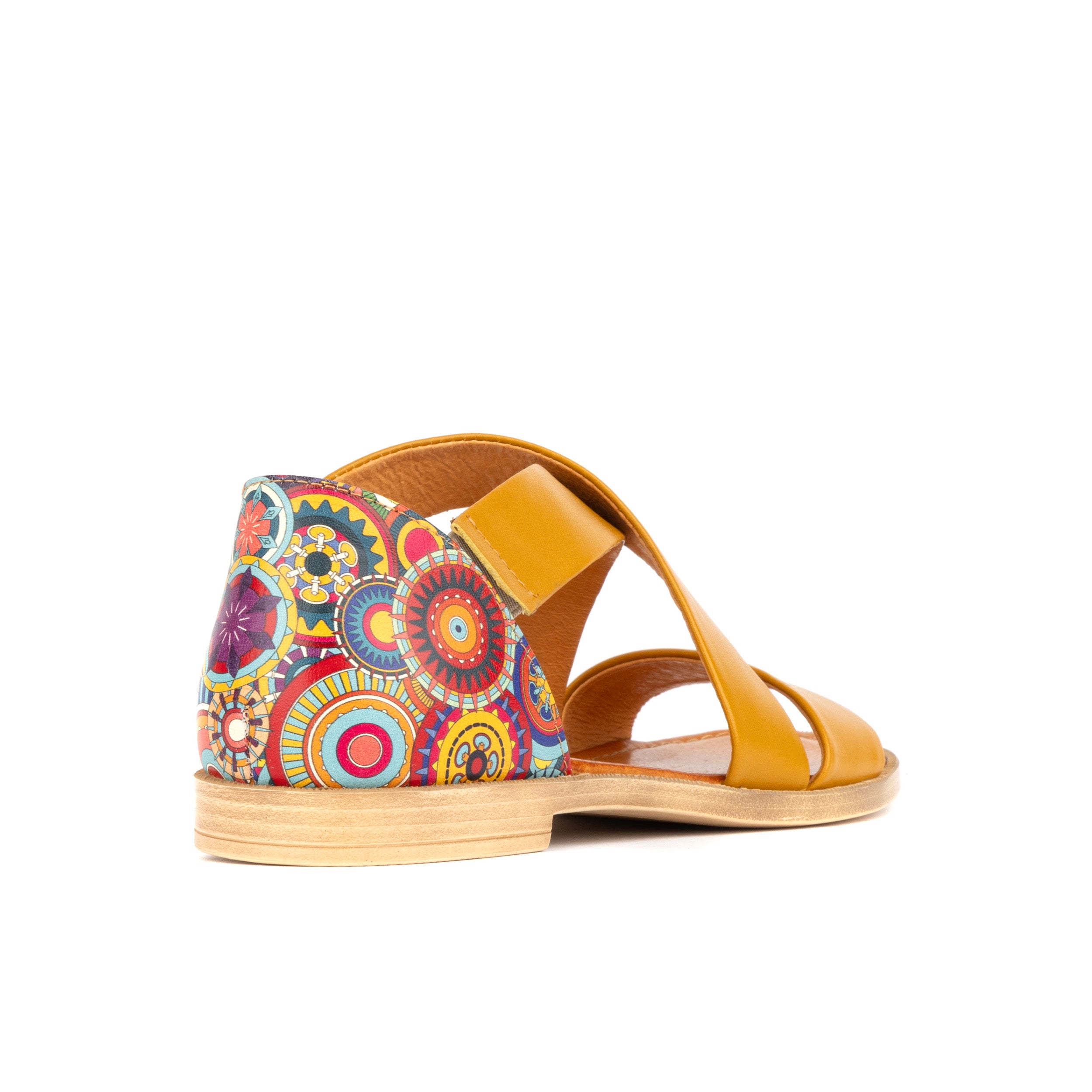 Tucan - Yellow Signature - Women's leather flat strappy sandal with covered heel