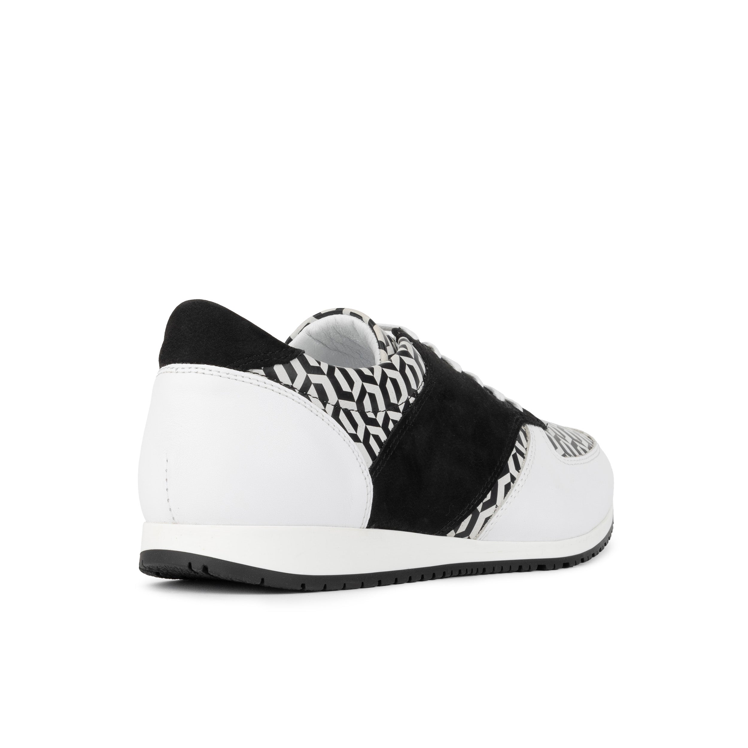 San Francisco - White & Black Hexa - Men's lace-up leather & suede trainer