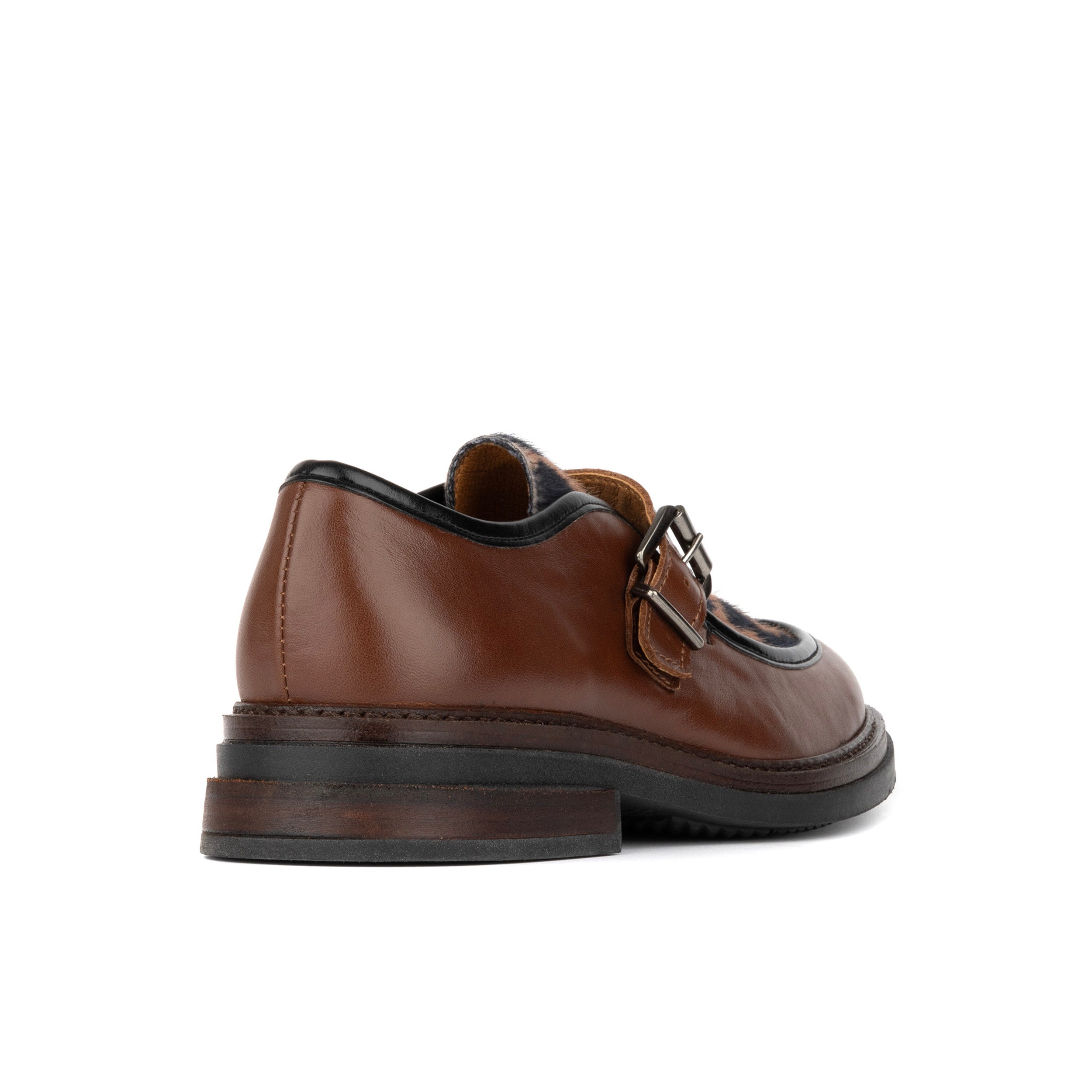 Strapp - Brown & Cow - Women’s leather loafer with buckle