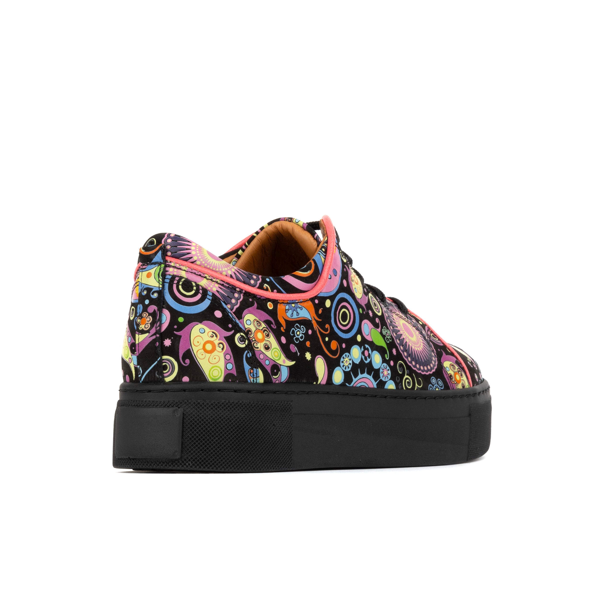 Camila - Universe - Women's soft leather trainer with chunky black platform