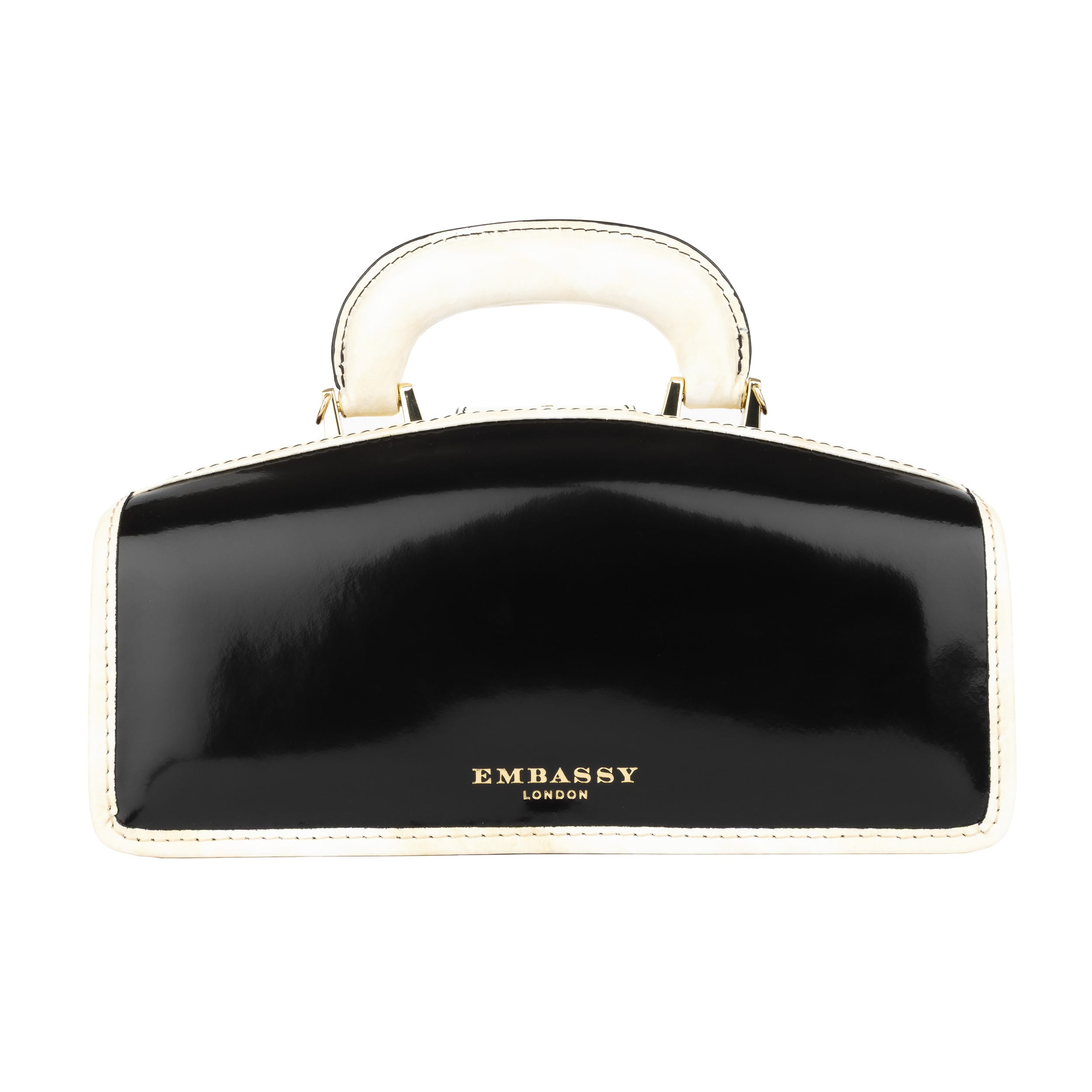 Gazelle - Black & Cream - Women’s patent leather top handle & crossbody bag