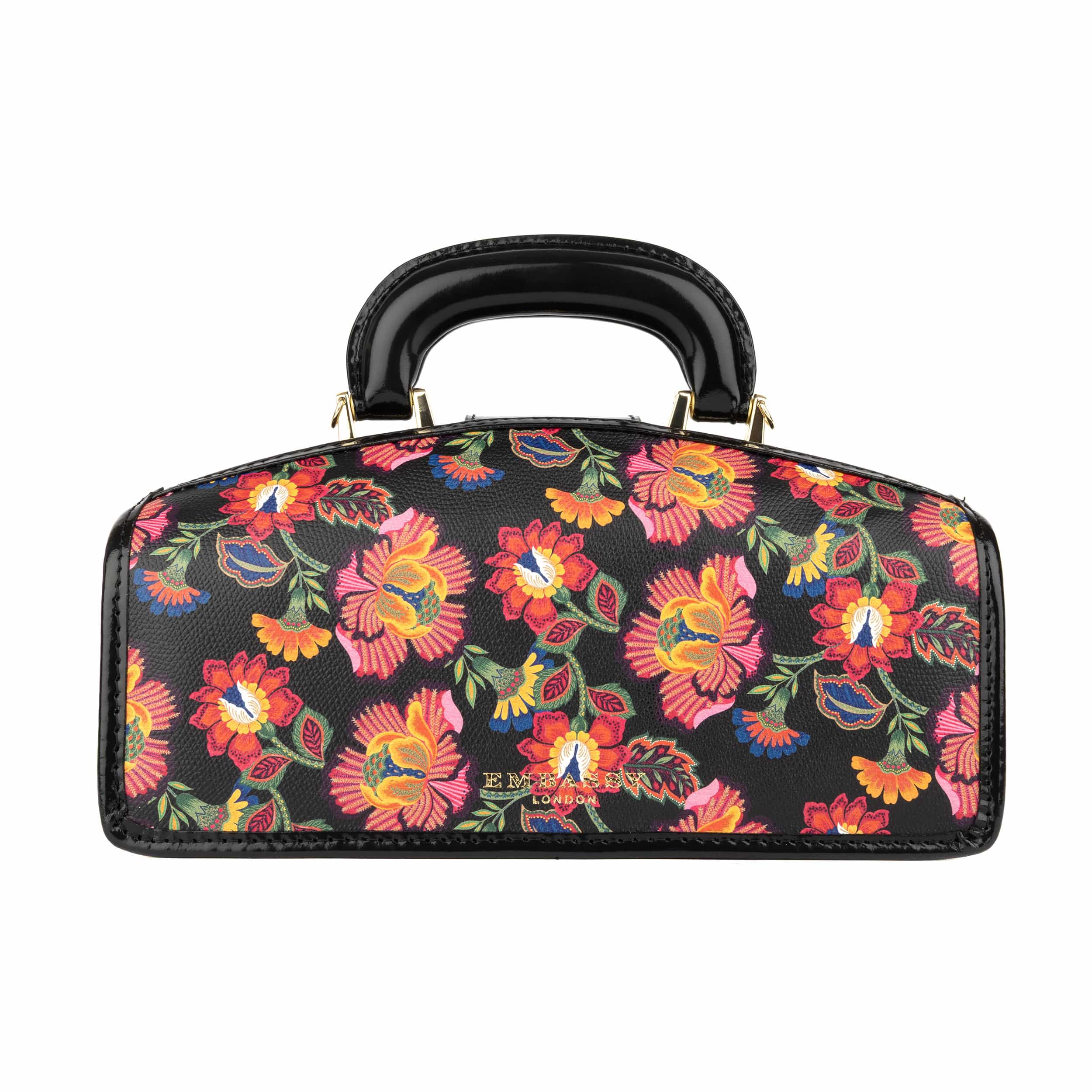 Gazelle - Red Flowers - Women’s patent leather top handle & crossbody bag