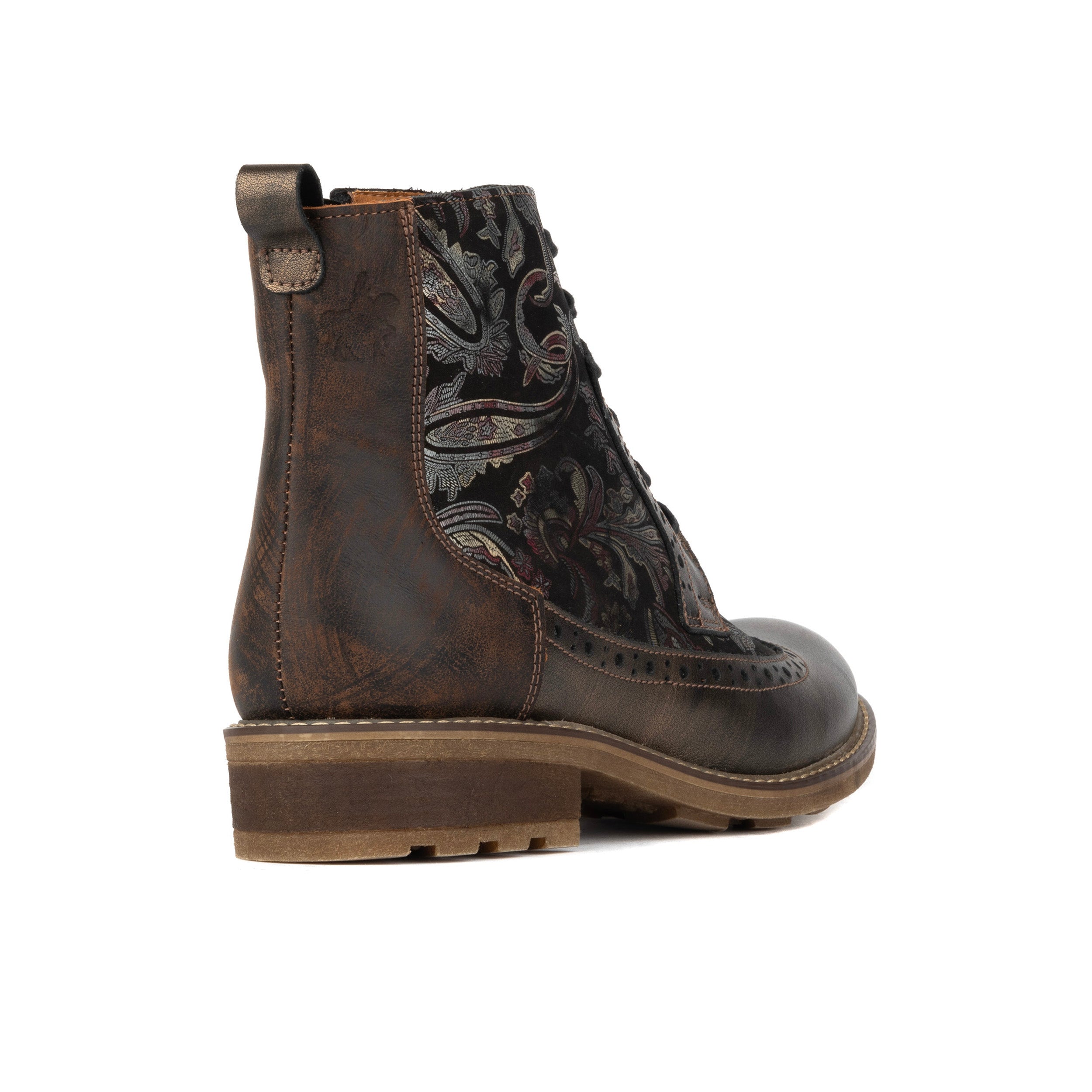 Milliner - Bronze & Floral - Women's leather round toe rubber sole ankle boot in black