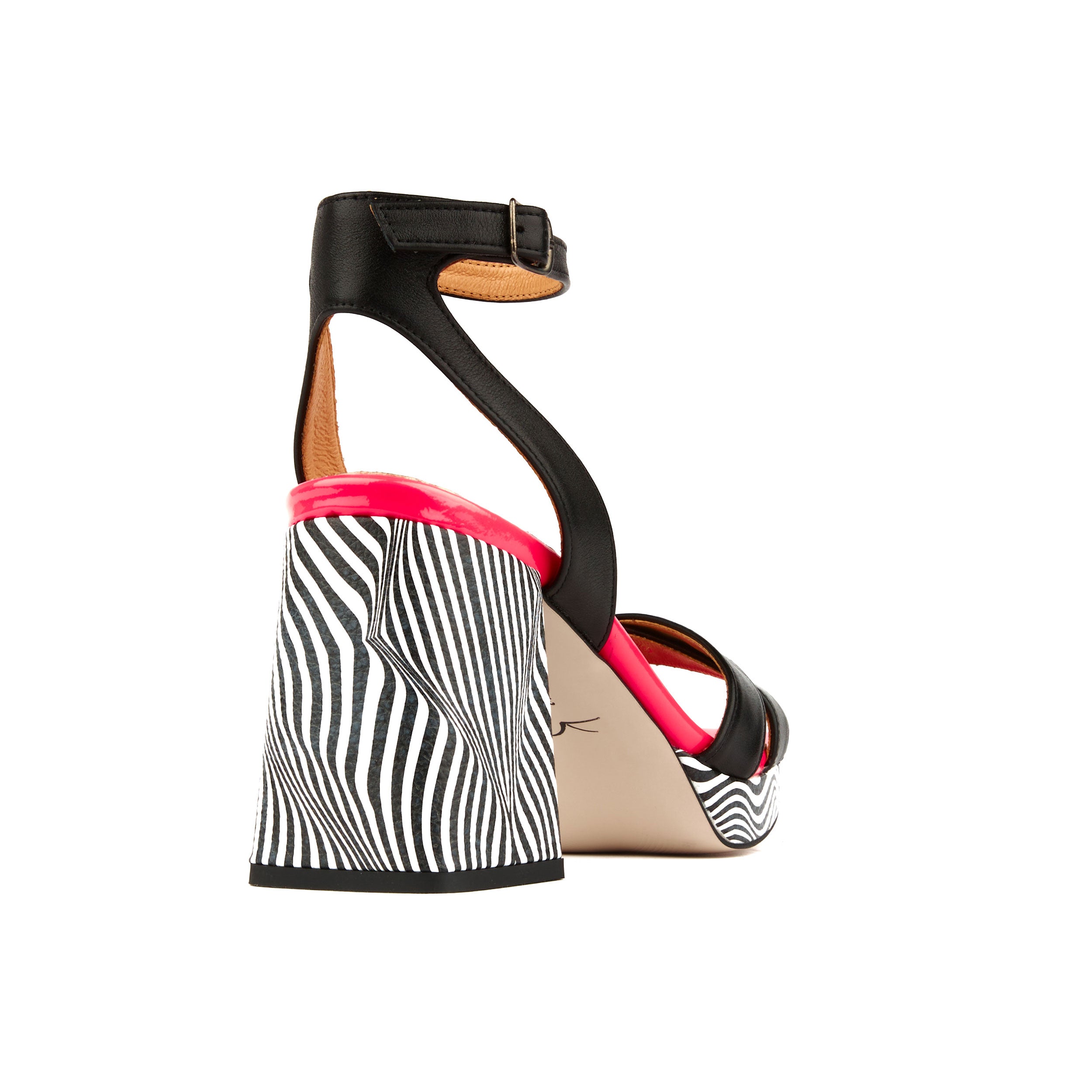 Long Beach - Flamingo - Women's platform block heel sandal with criss cross straps