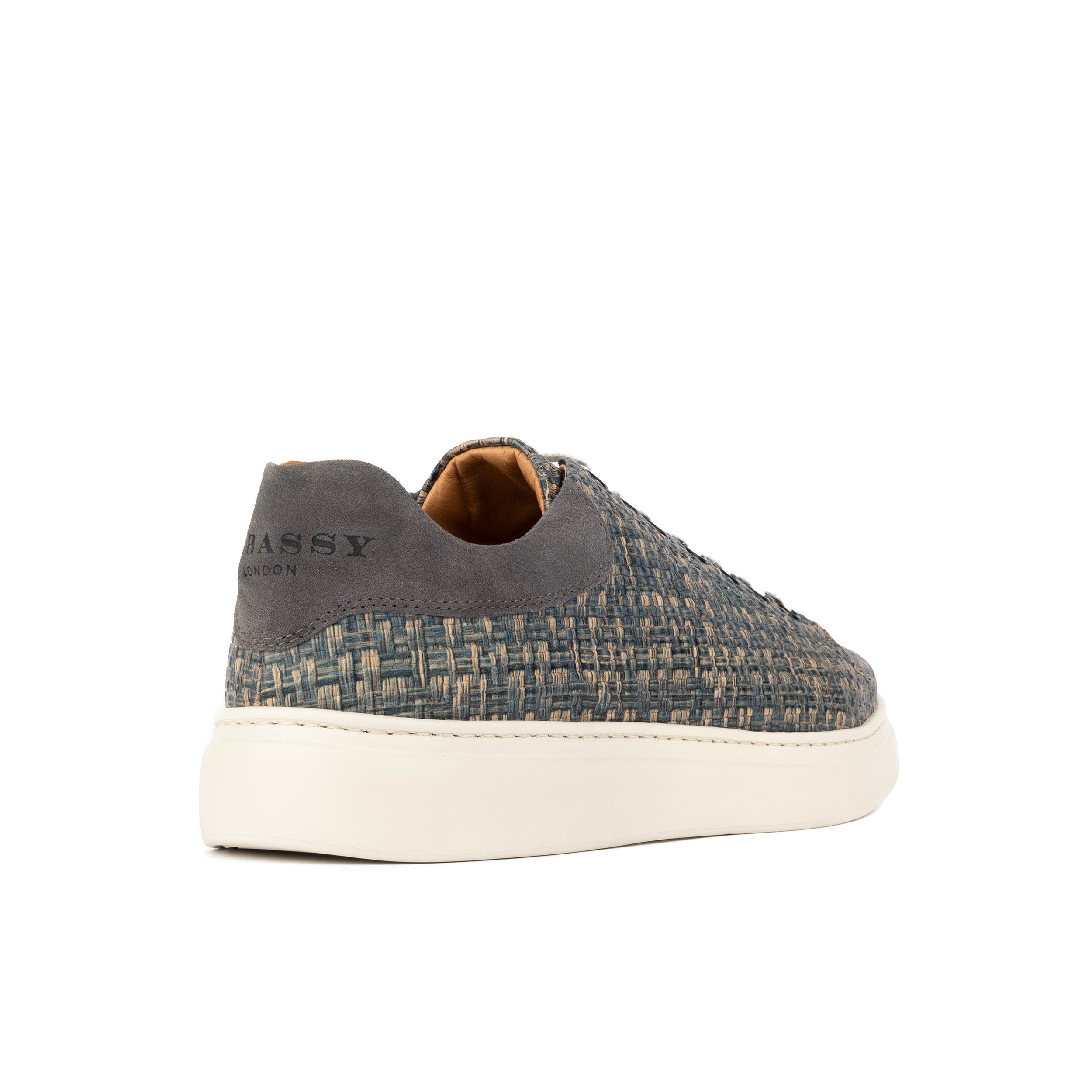 Sun City - Aqua Print - Men's Woven Leather & Suede Trainer
