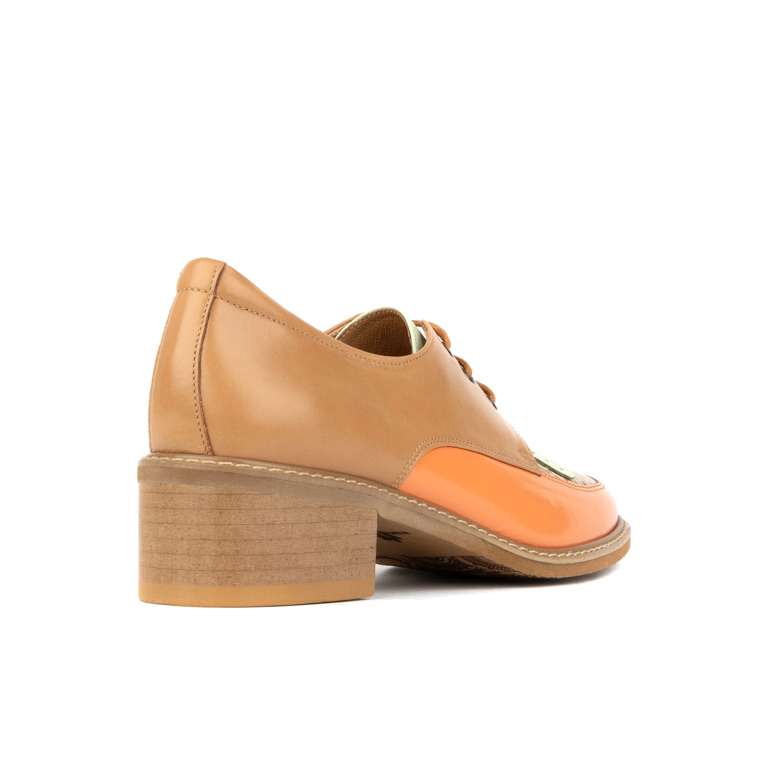 Retro Tone - Tan & Pastels - Women's leather lace-up with signature kiltie detail