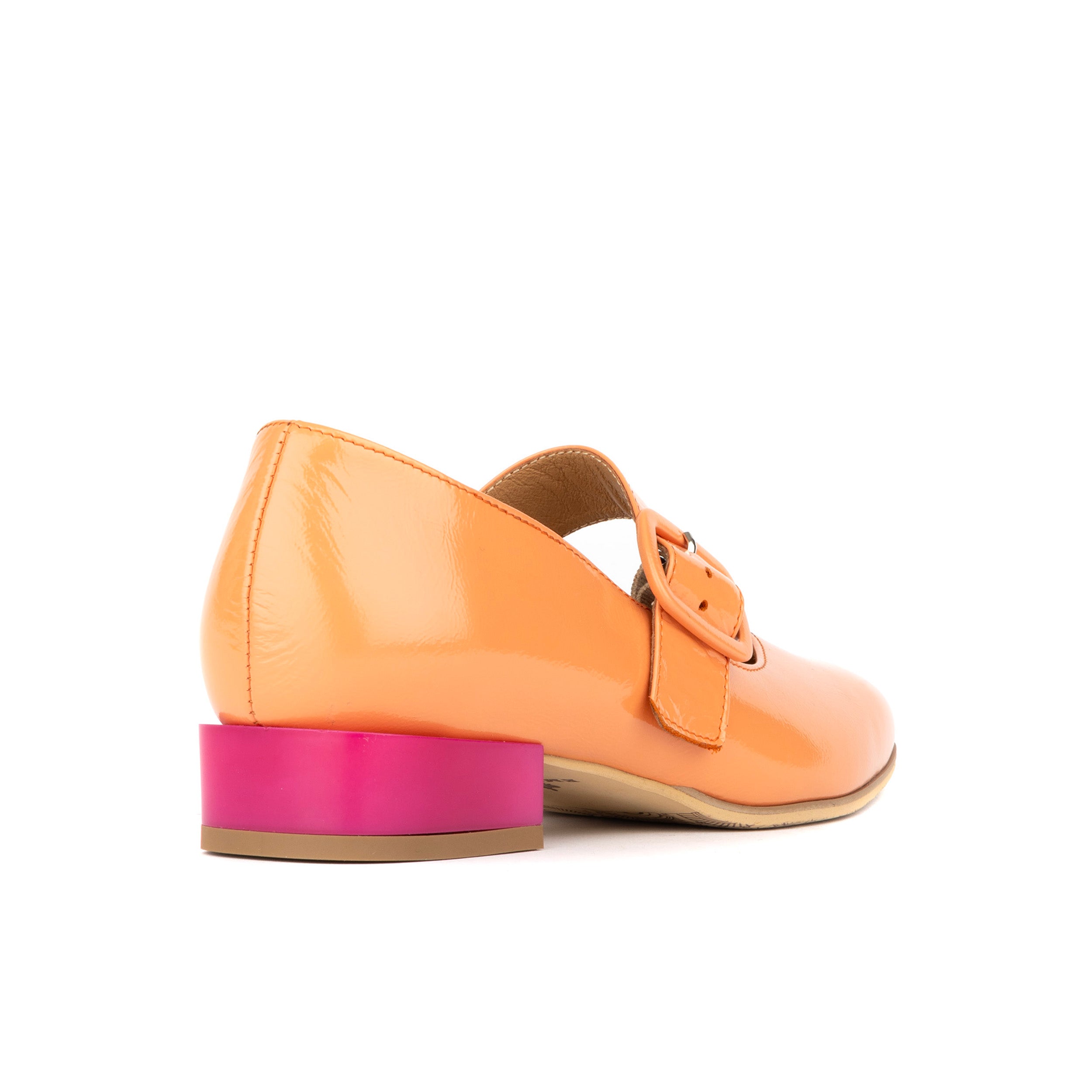 Bliss - Coral & Rose - Women's block heel square toe patent leather Mary-Jane