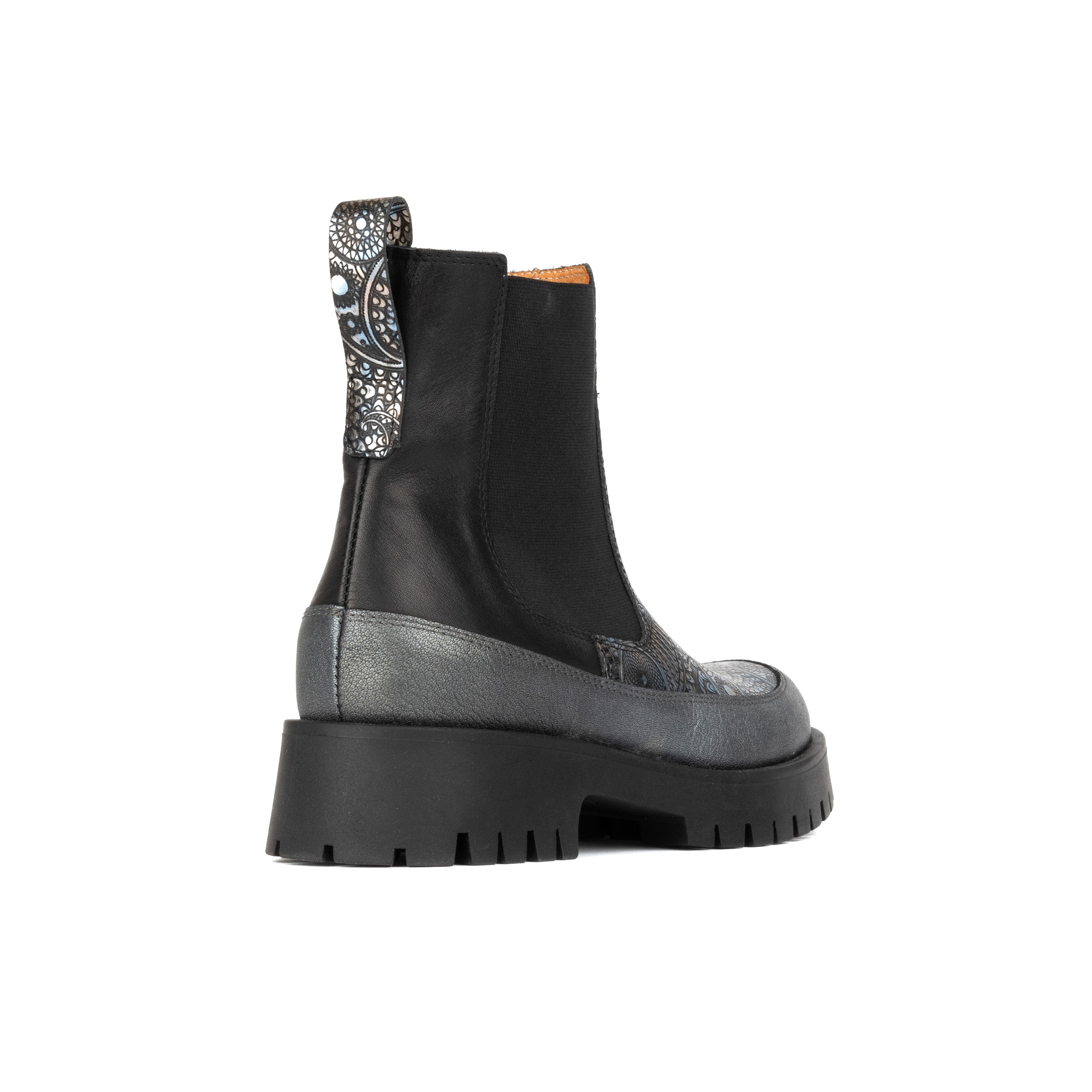 Bora - Multi Metallic - Women's chunky sole round toe leather chelsea boot