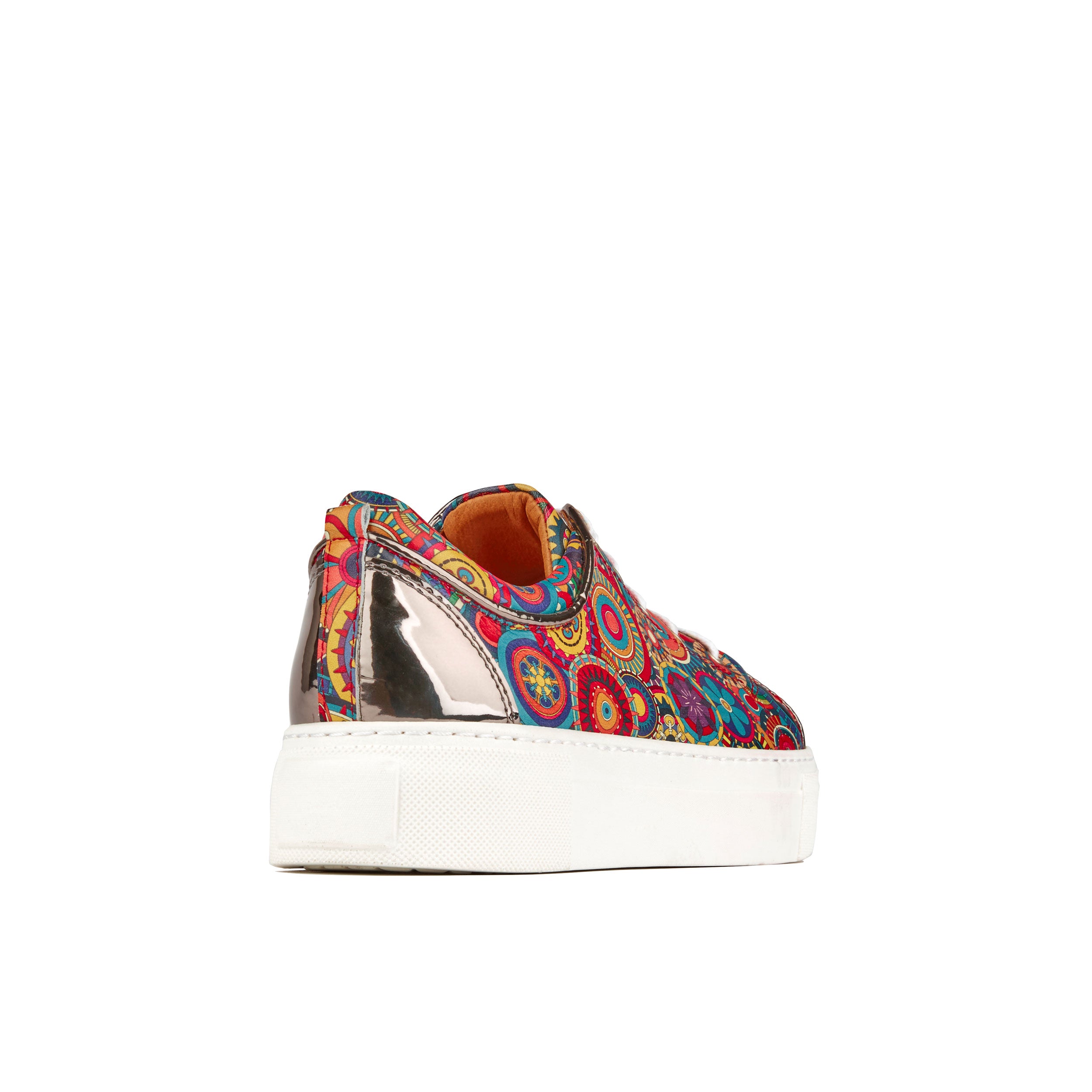 Camila - Signature Print - Women's chunky sole leather trainer in colourful print