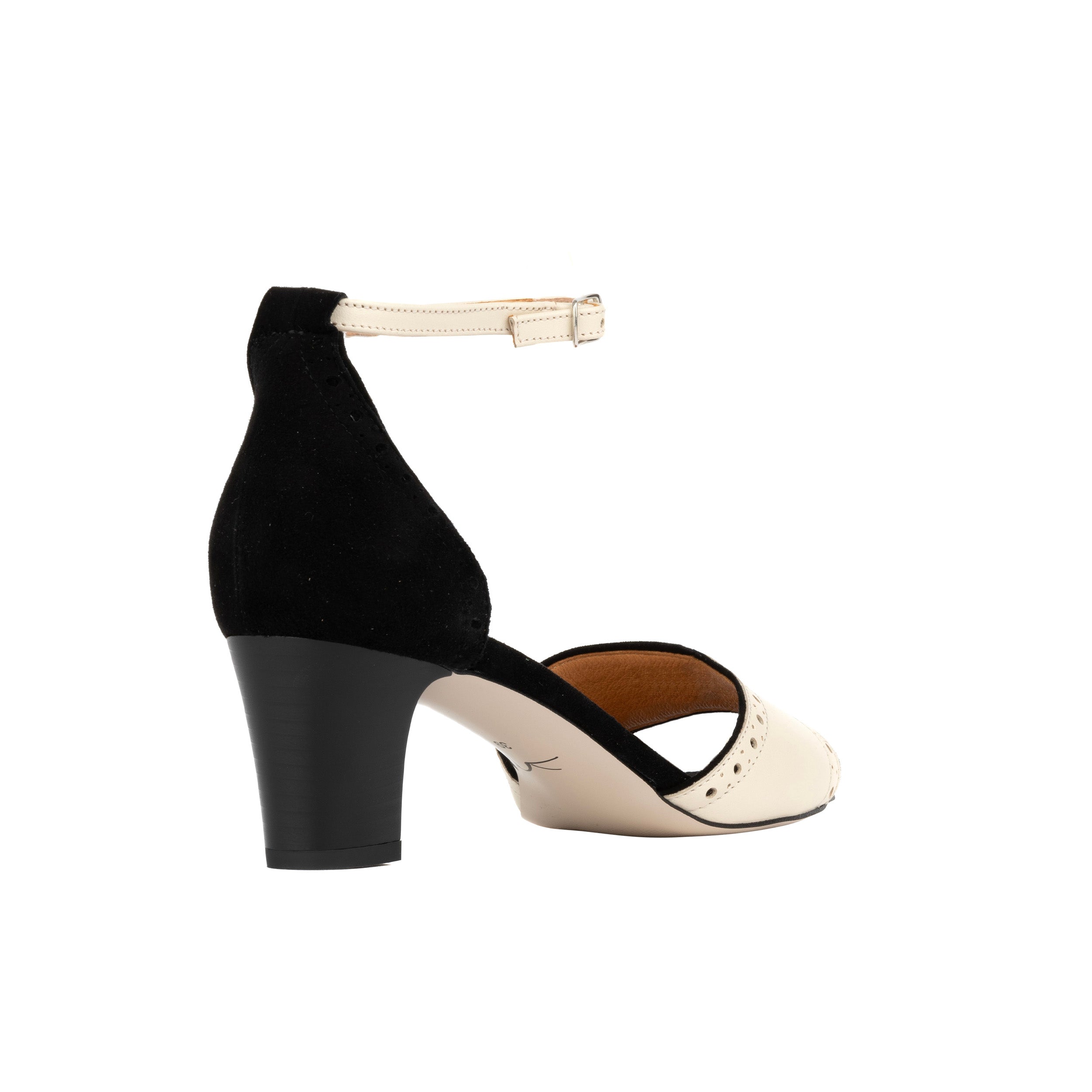 Croupier - Black Cream - Women's 2 inch heel ankle strap sandal in black & cream