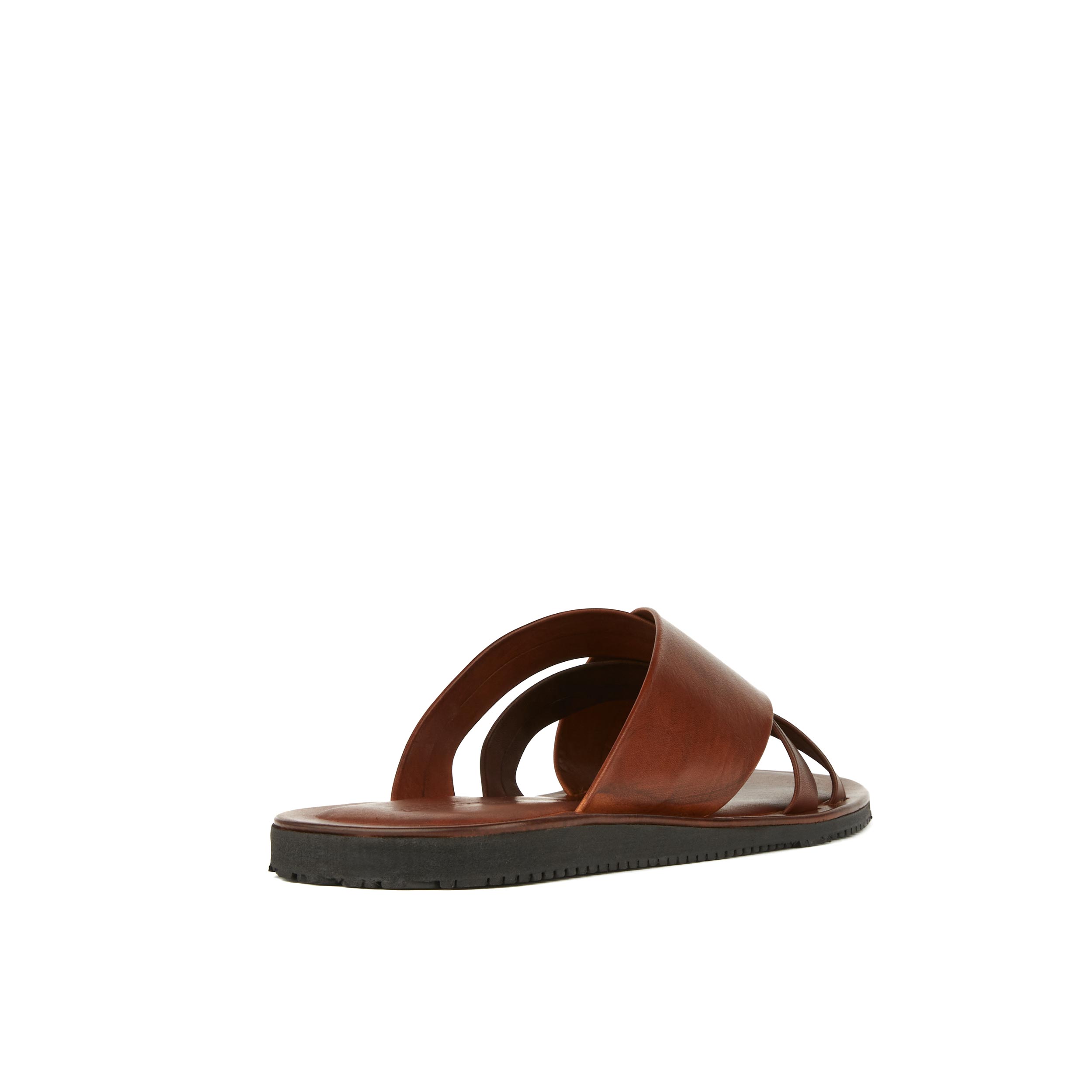 Rio - Brown - Men's crossover straps fully leather lined slide sandal