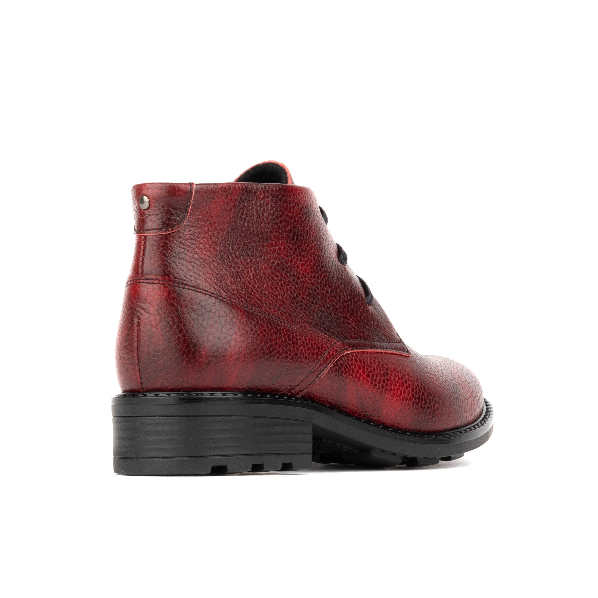 LAVIVA RED- Women's wide fitted red leather ankle boot with wool inside