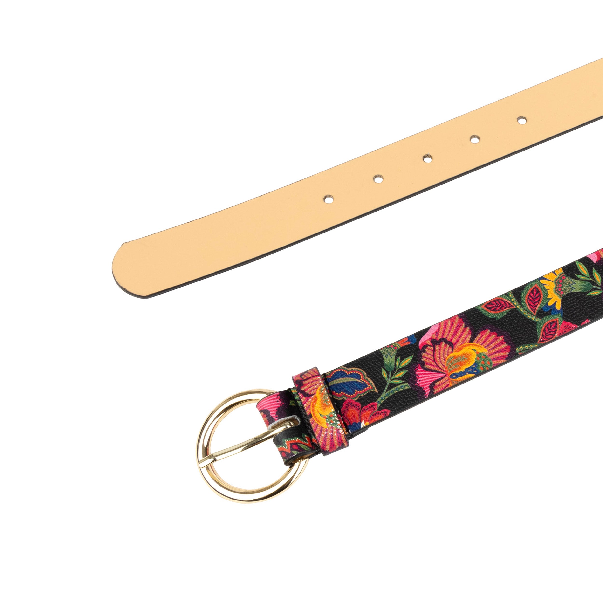 Emma - Red Flowers - Women's Italian leather belt