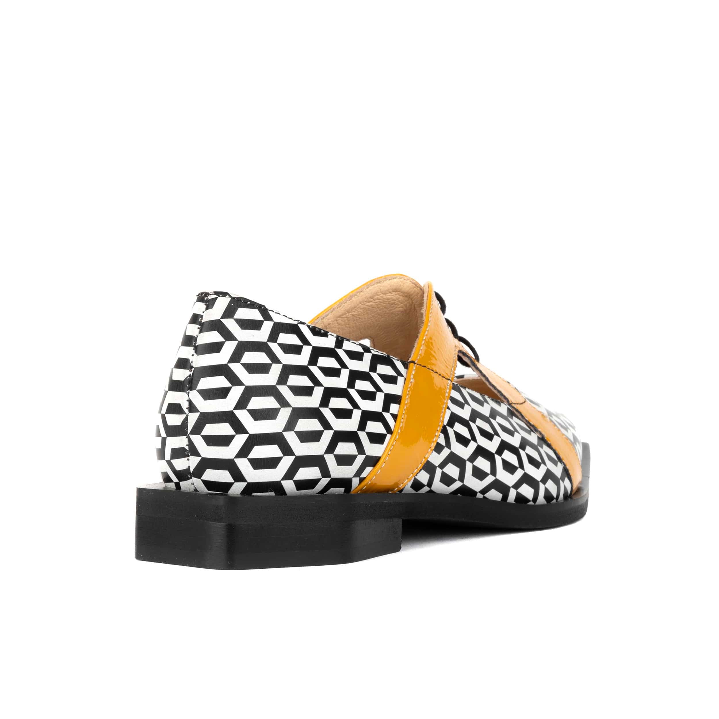 Harlowe - Yellow & Hexa Print - Women's cutout leather lace up shoe