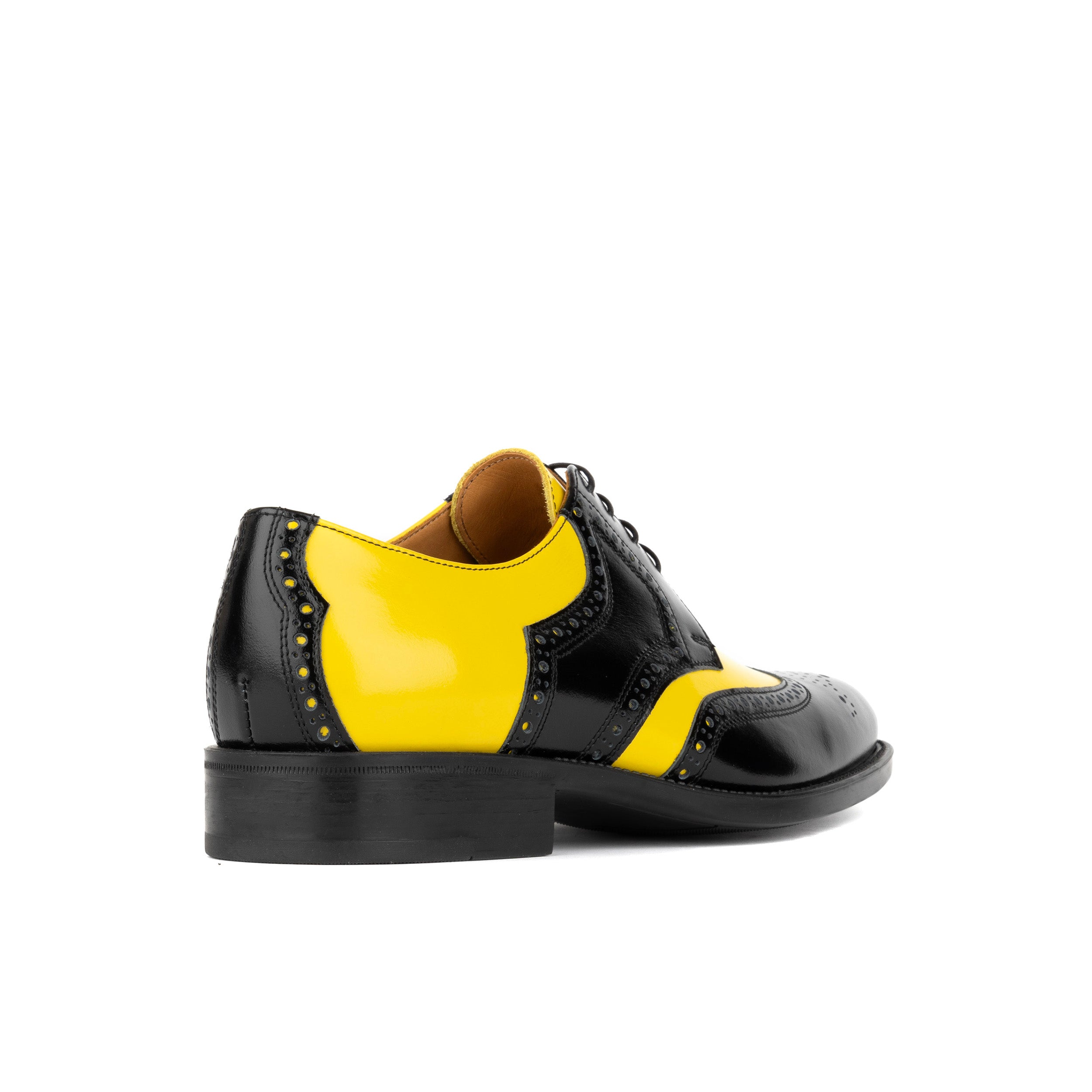 Kensington - Yellow & Black - Men's leather brogue lace-up