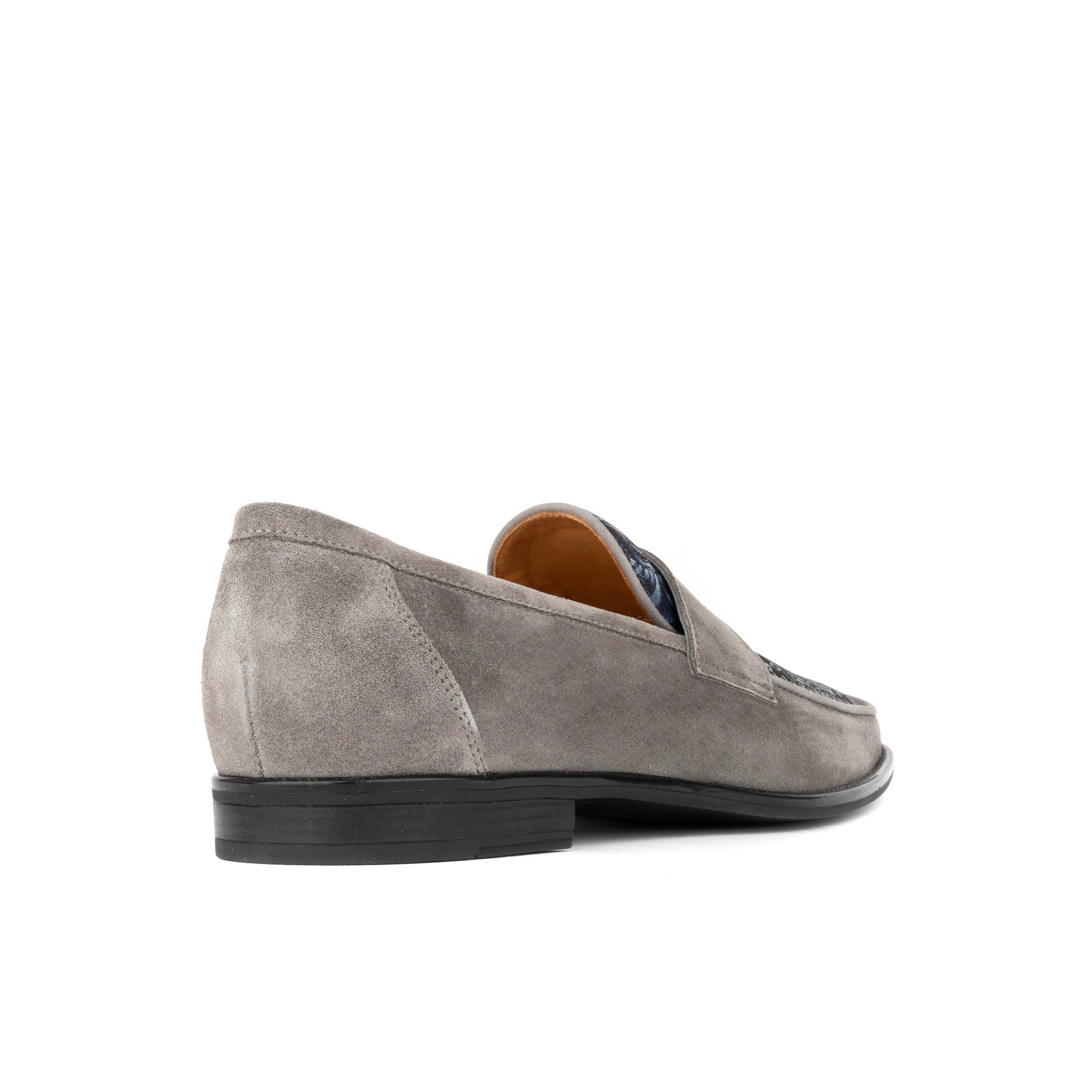 Henry - Light Grey & Paisley - Men's Suede Loafer