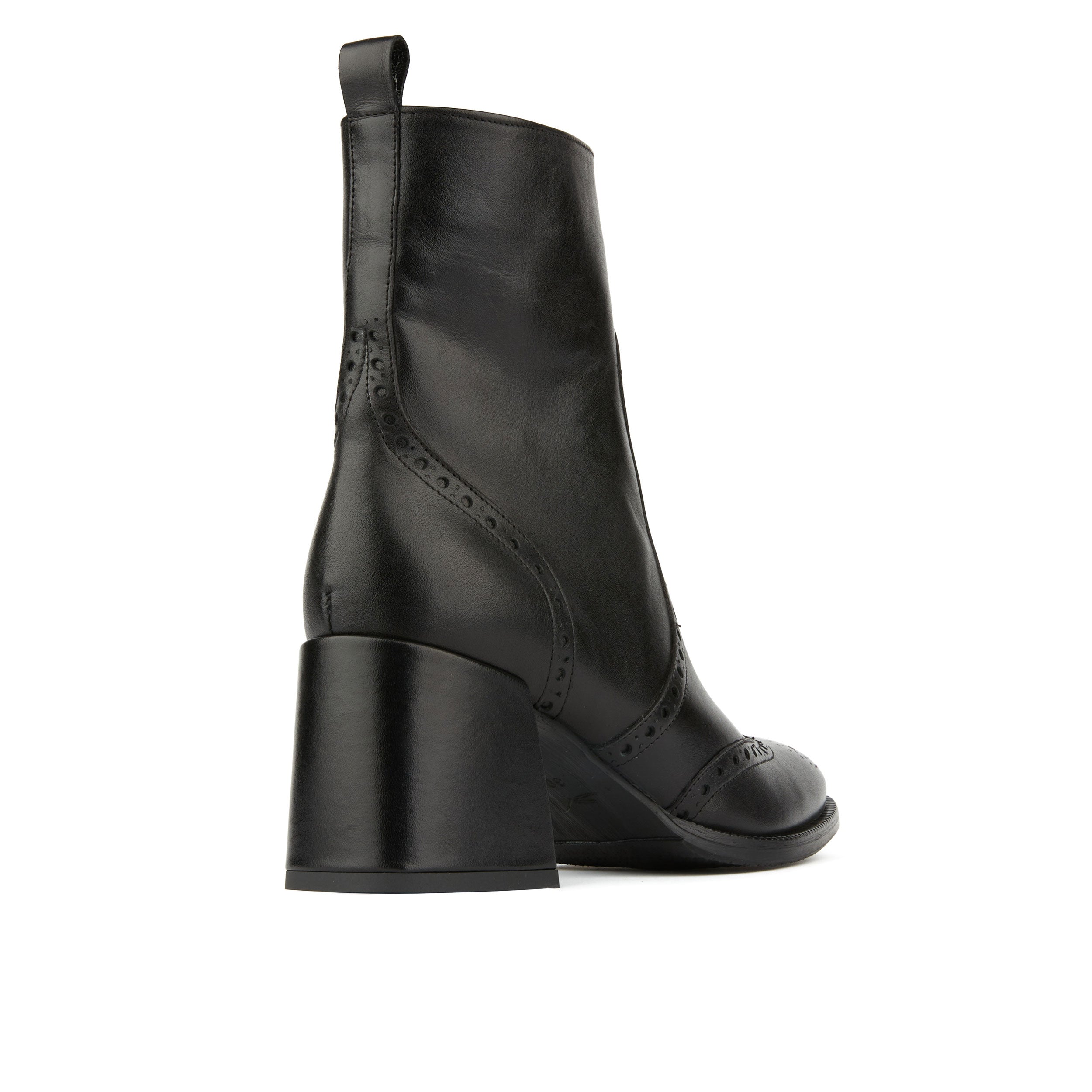 Chloe - Black - Women's block heel higher ankle leather boot with side zip