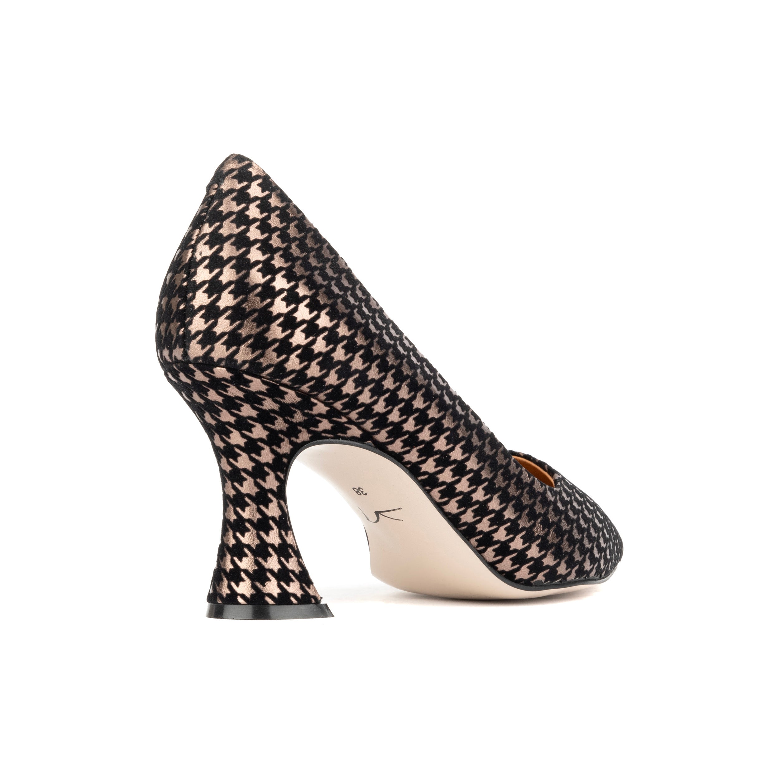 Sophia Hollywood - Silver - Women's pointed 3 inch heel in black & silver houndstooth