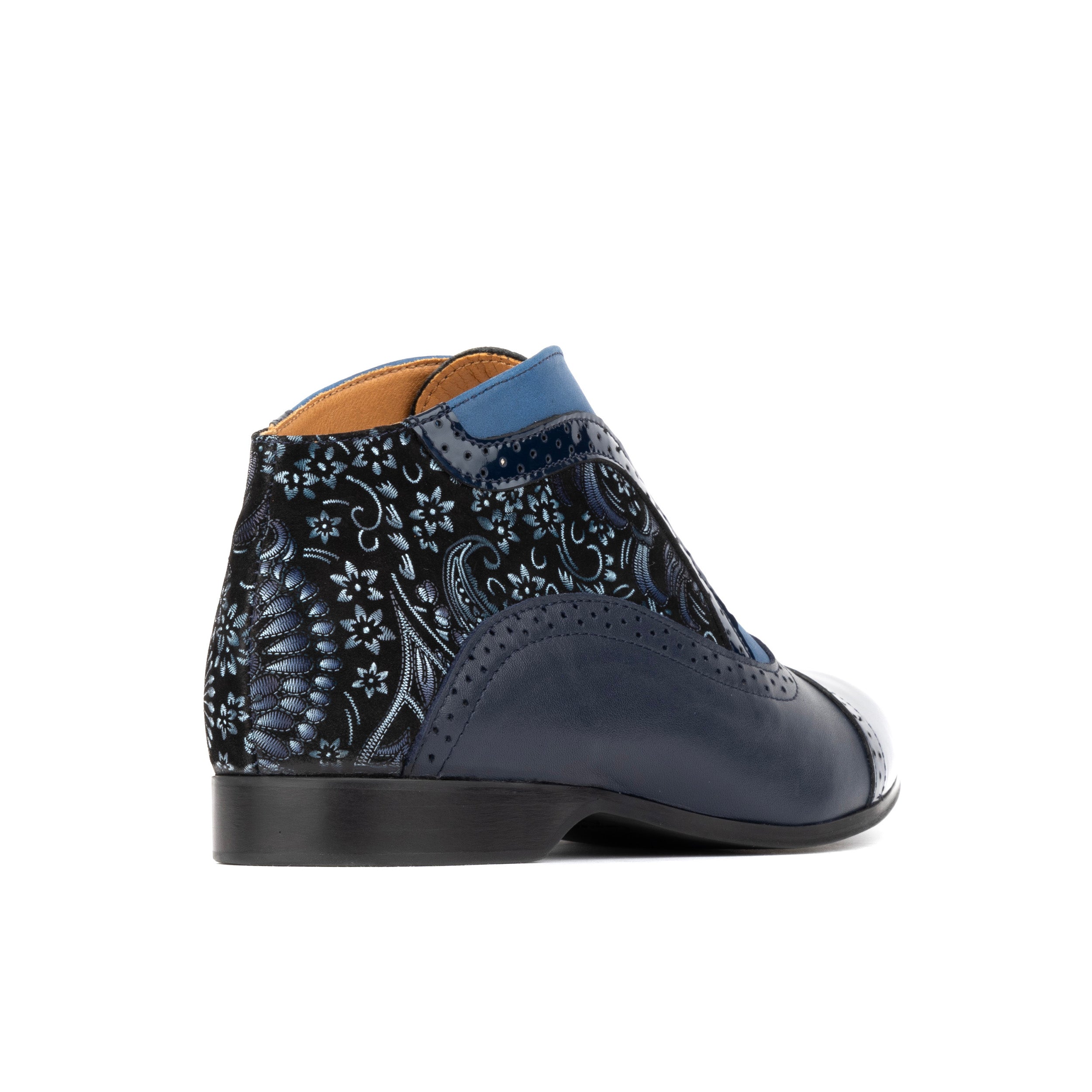 Jasmine - Navy Multi- Women's mixed blue leather oxford boot in brogue styling