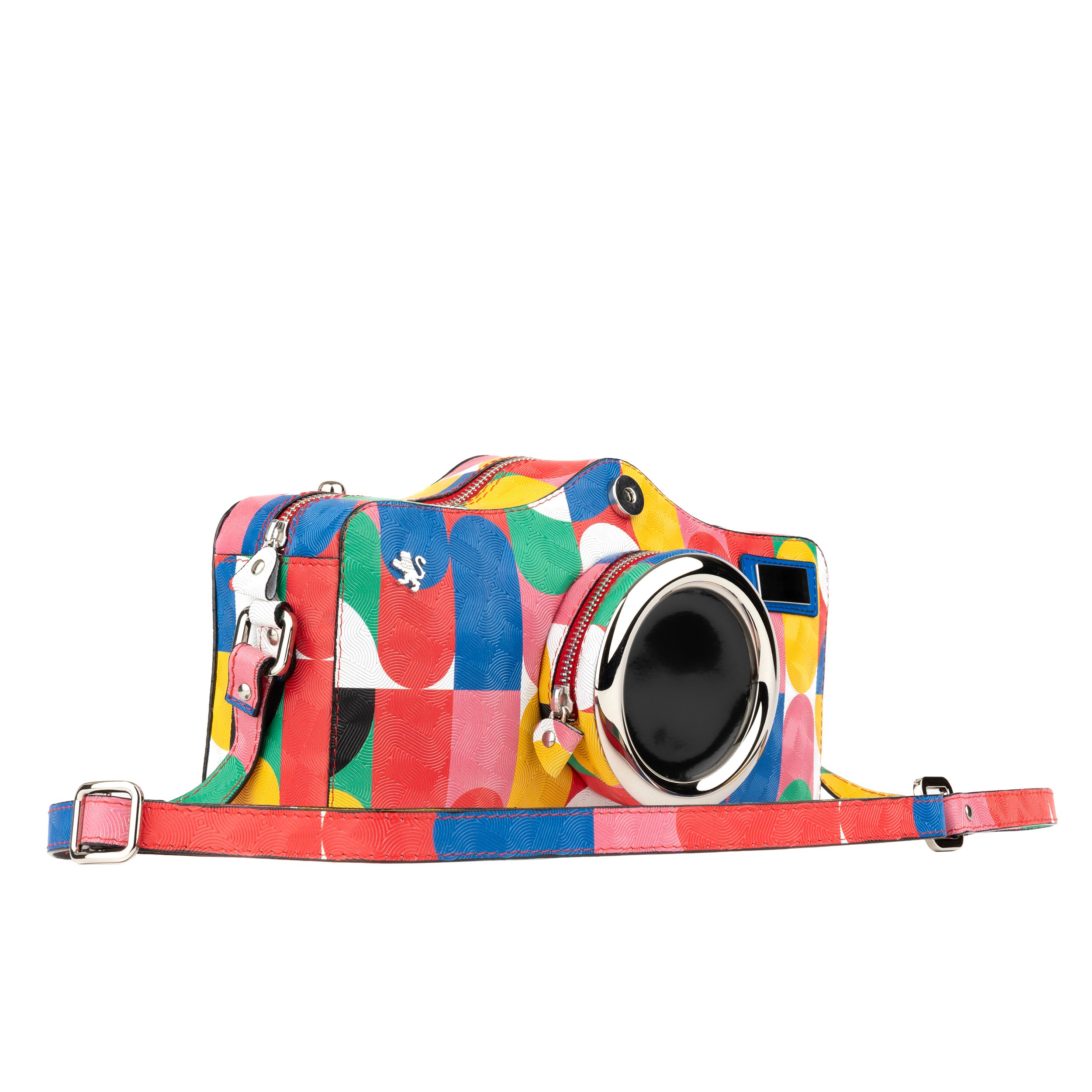 Flash - Groovy - Camera shaped leather bag with zip closure and LED inside