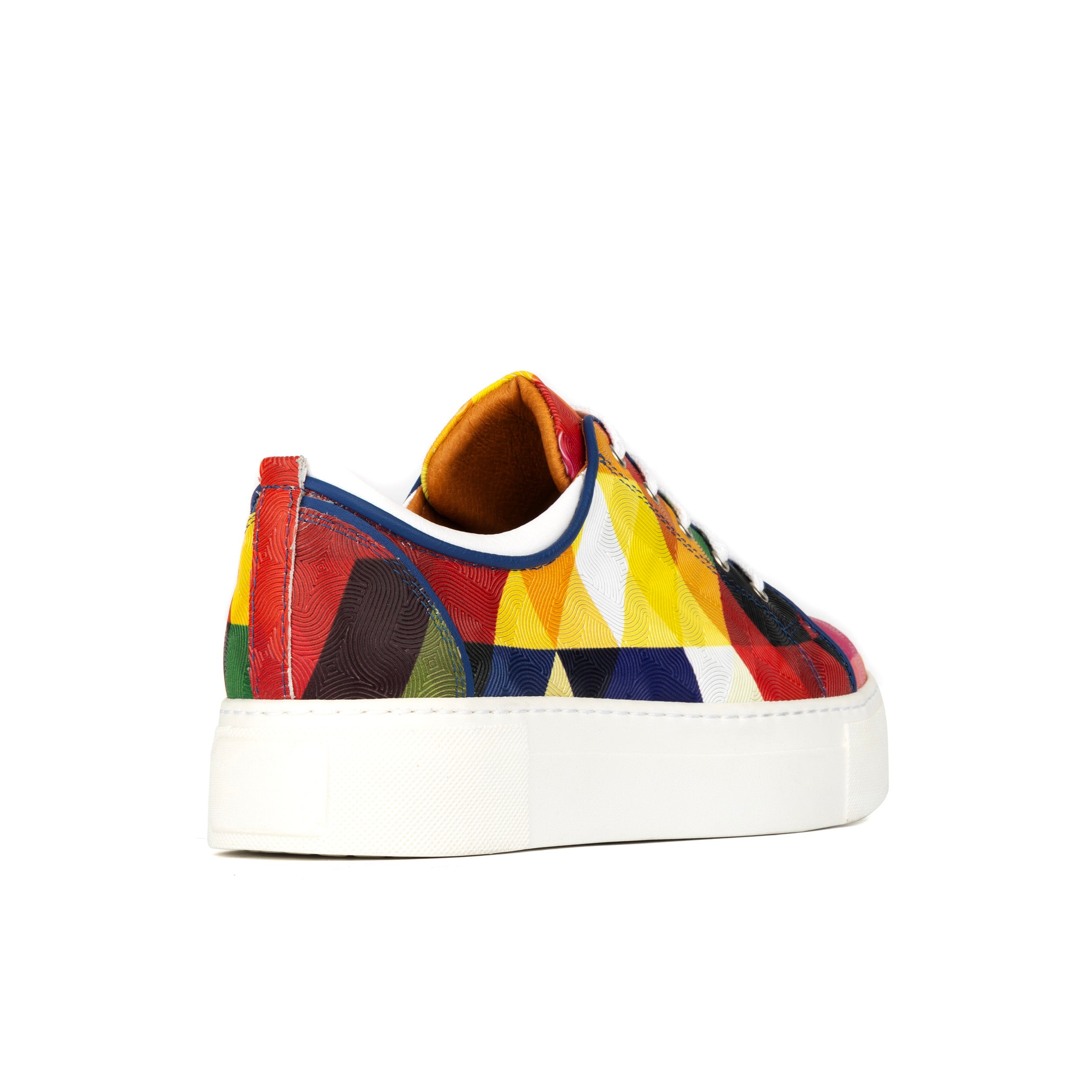 Camila - Retro - Women's white sole leather trainer in bright colours