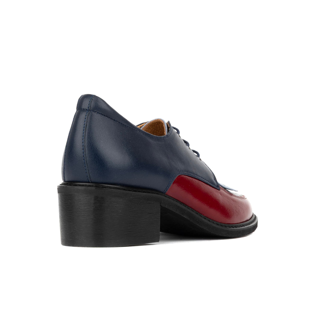 Retro Tone - Navy & Burgundy & Light Blue Diamonds - Women's leather lace-up with signature kiltie detail