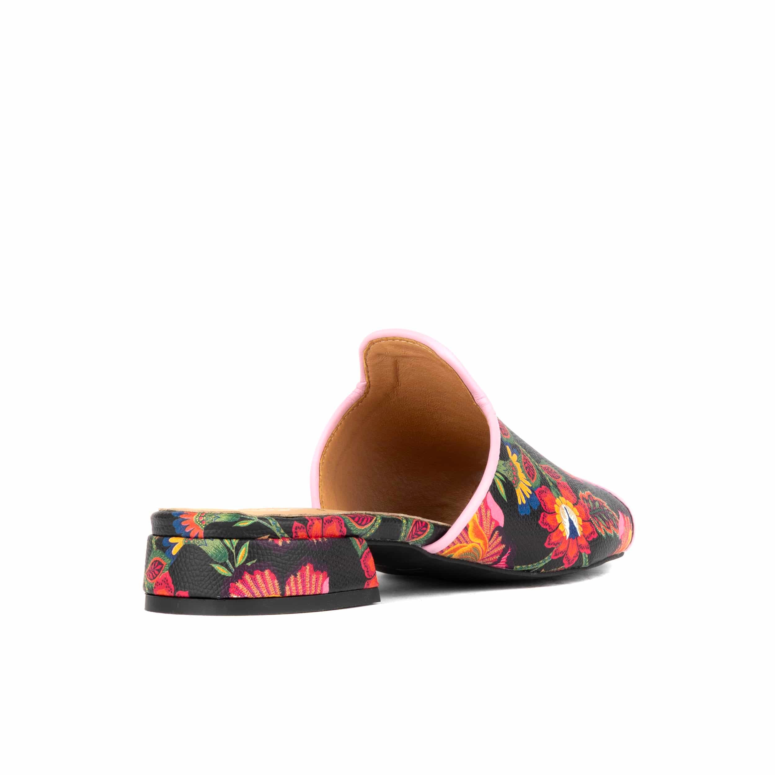 South Beach - Red Flowers - Women's fully leather lined slip on sandal