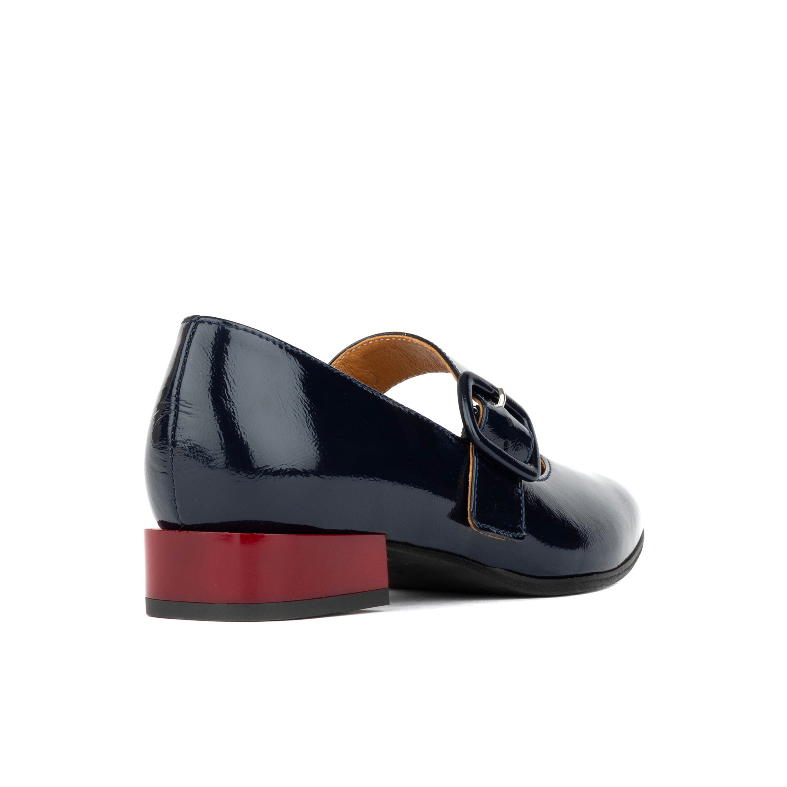 Bliss - Navy - Women's block heel square toe patent leather Mary-Jane