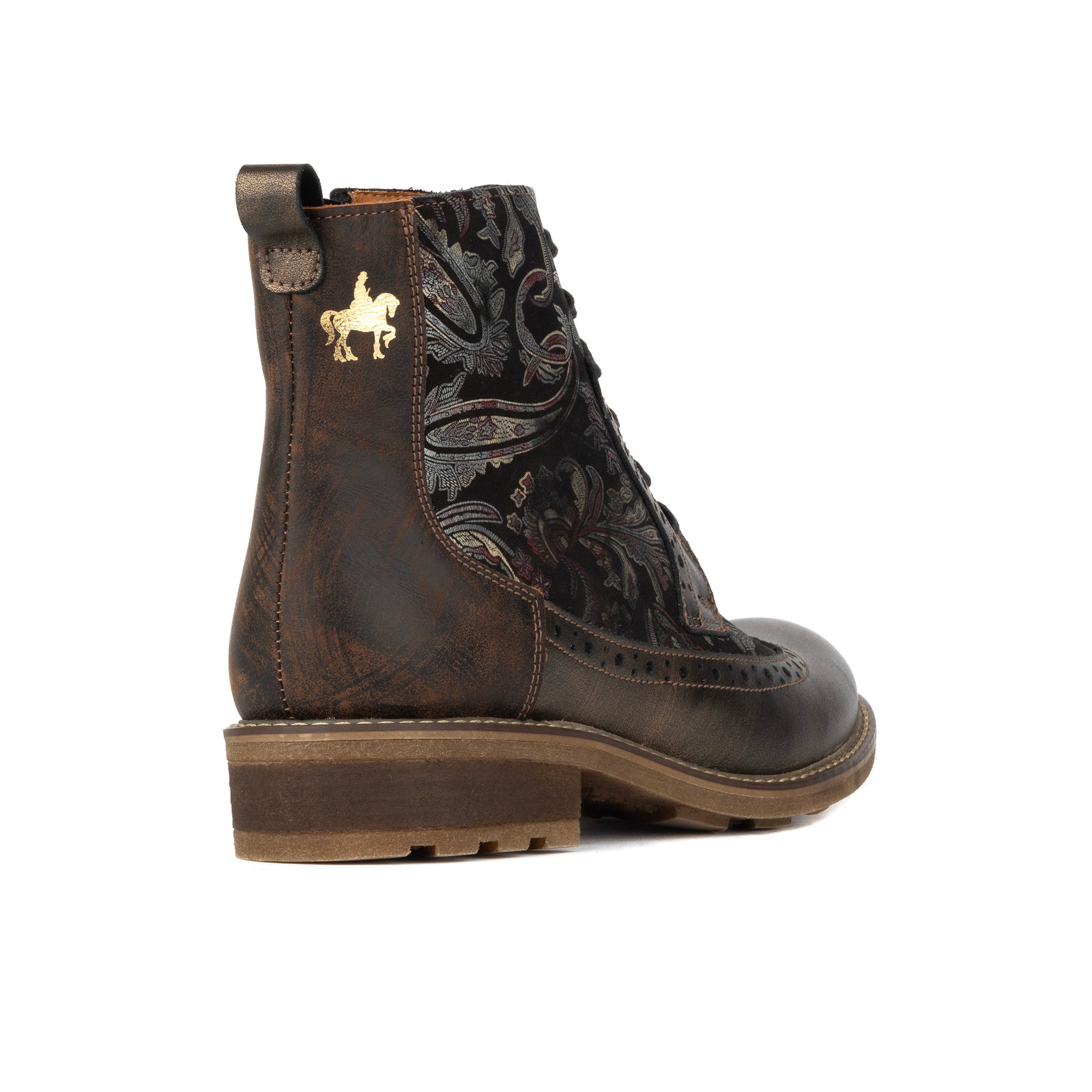 Milliner - Bronze & Floral - Women's leather round toe rubber sole ankle boot in black