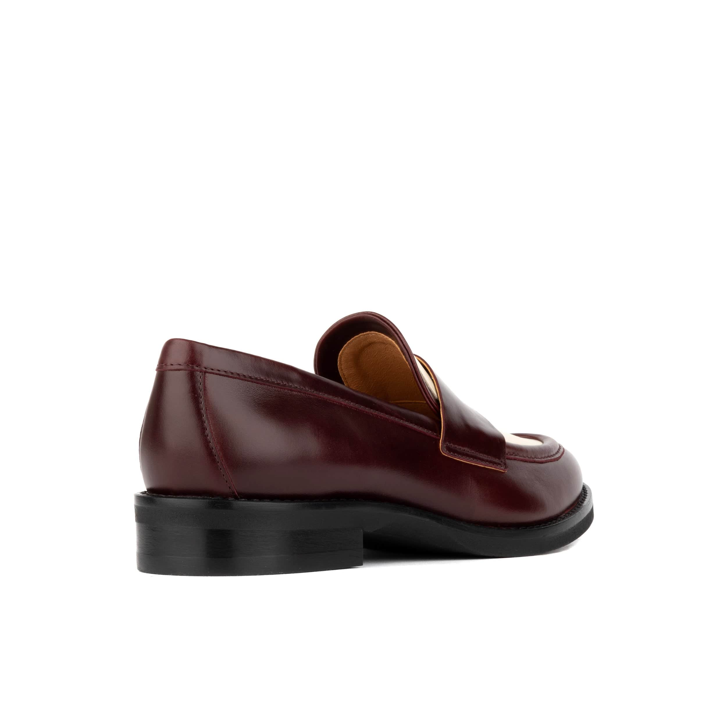 Kay - Burgundy & Cream - Women's leather dressy almond toe loafer in Burgundy & Cream