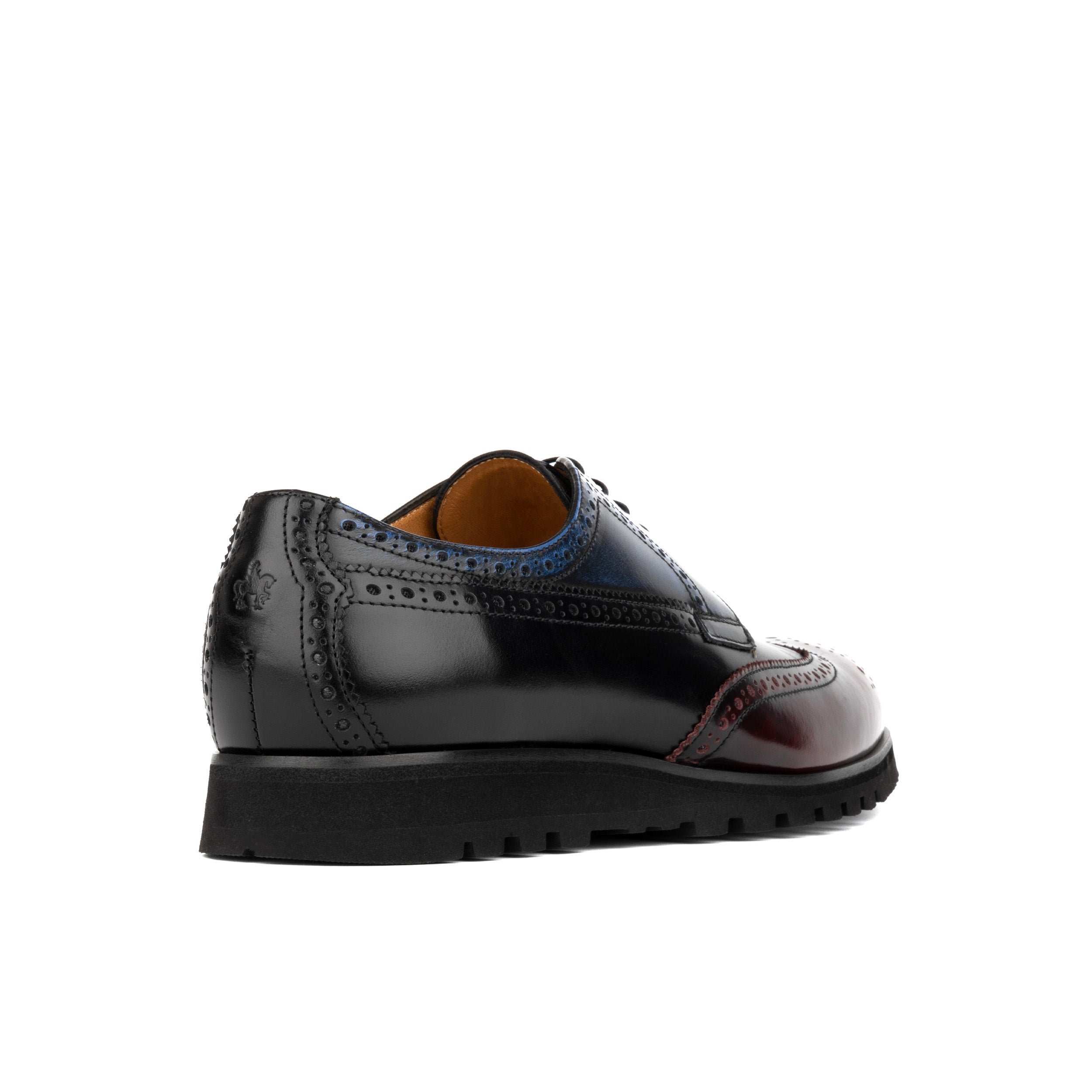 Riser - Yellow Navy Brown - Men's leather lace up with llightweight sole and broguing