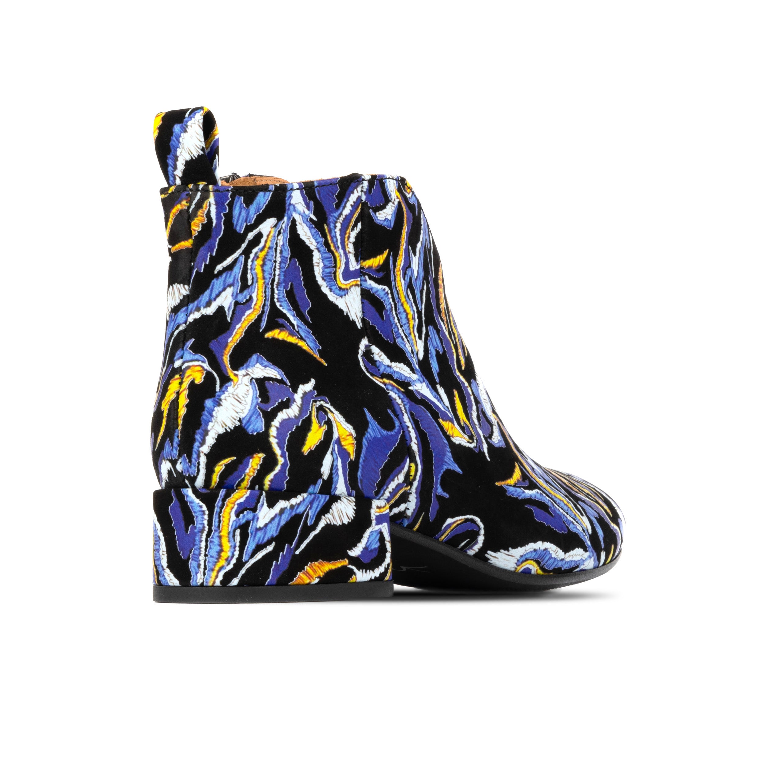 Iris - Blue Multi - Women's almond toe leather ankle boot with side zip in blue