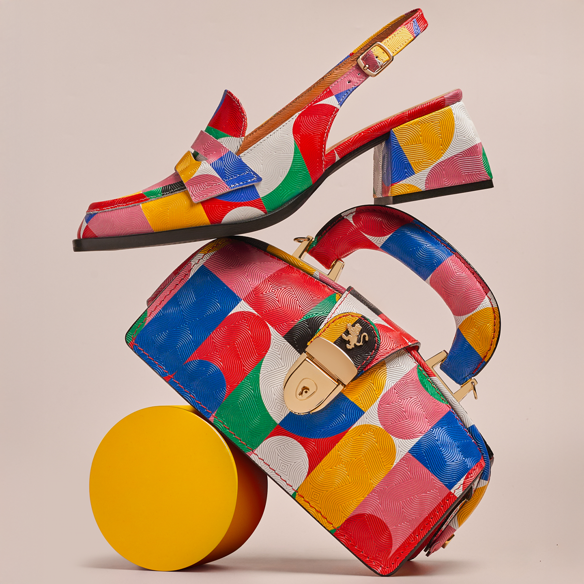 Gazelle Mini - Groovy - Mini leather bag in colourful genuine leather and key lock