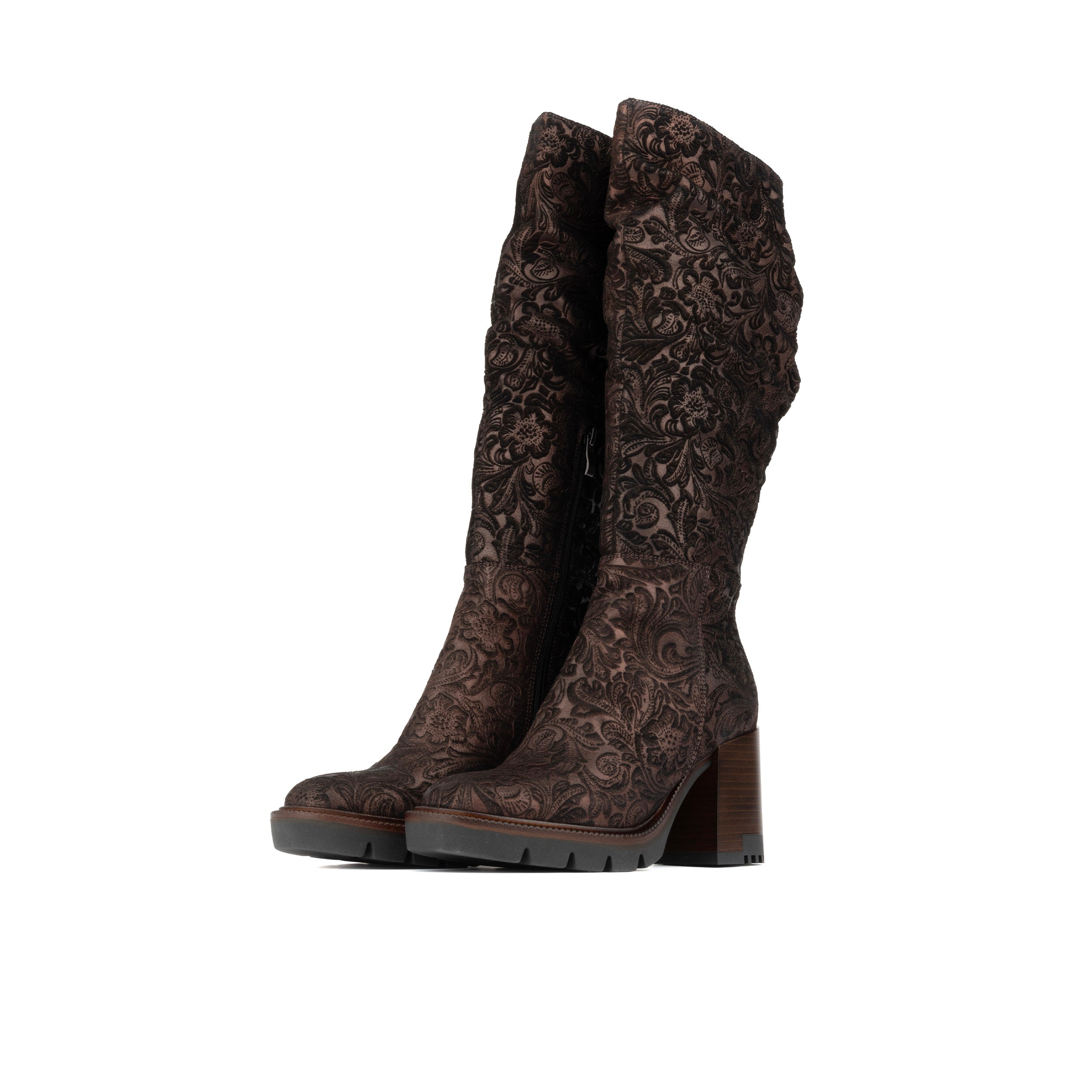 Lurdes - Burgundy Floral - Women's Long Boot