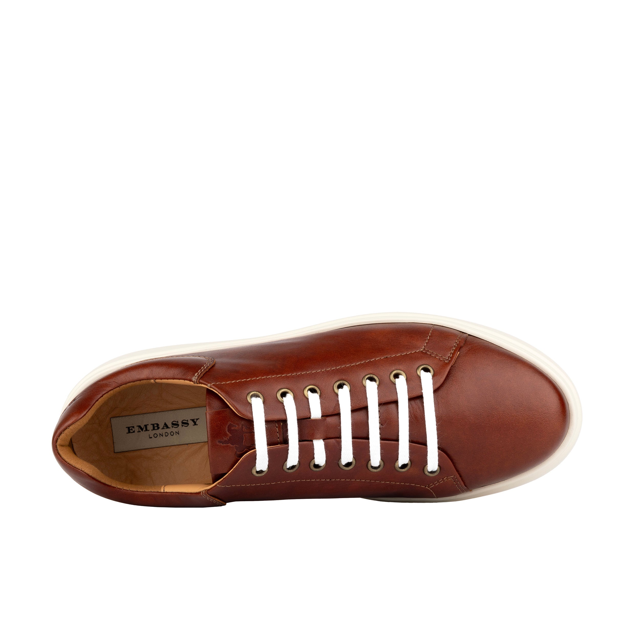 Sun City - Brown - Men's white sole trainer in brown soft leather