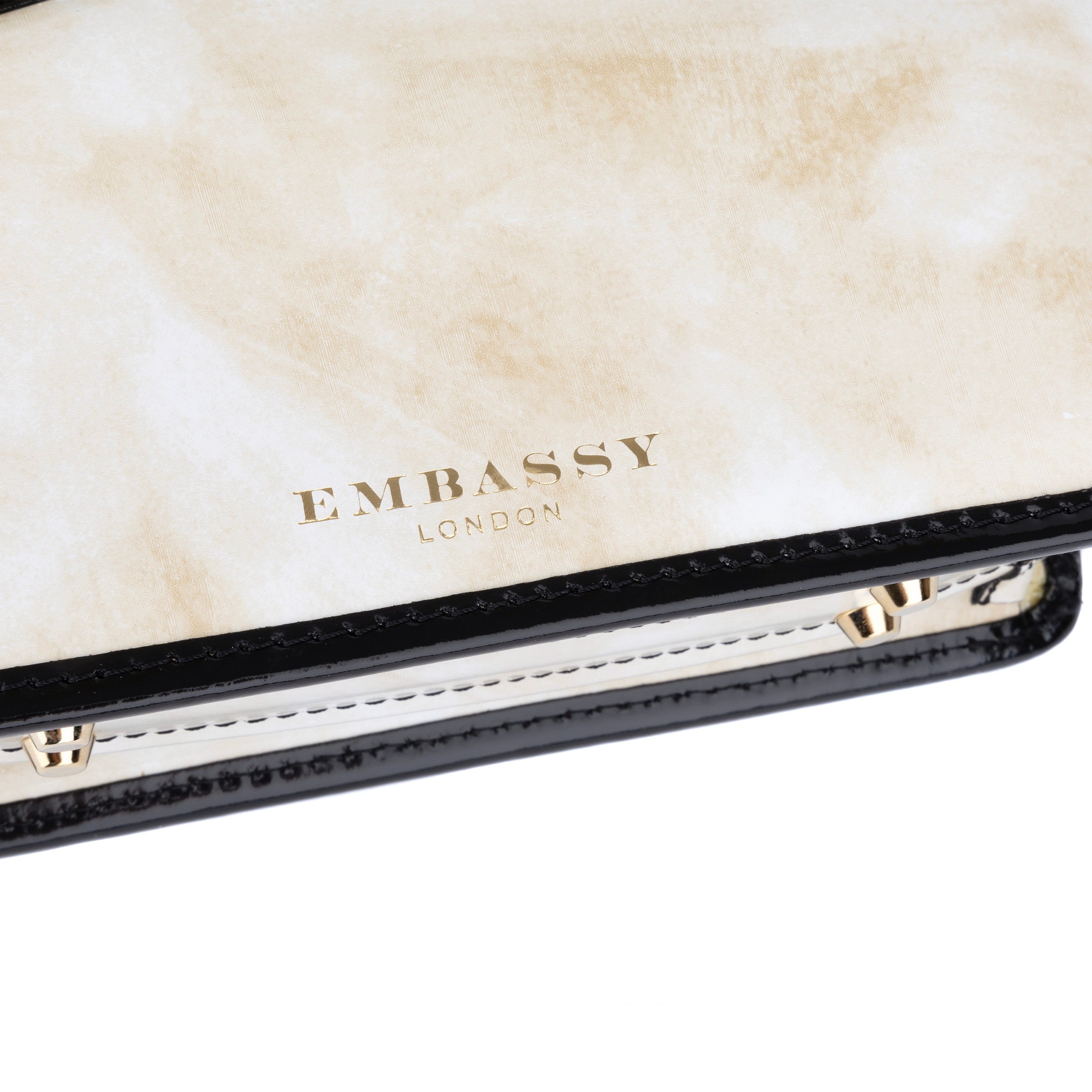 Gazelle Mini - White & Black - Women’s mini patent leather top handle & crossbody bag