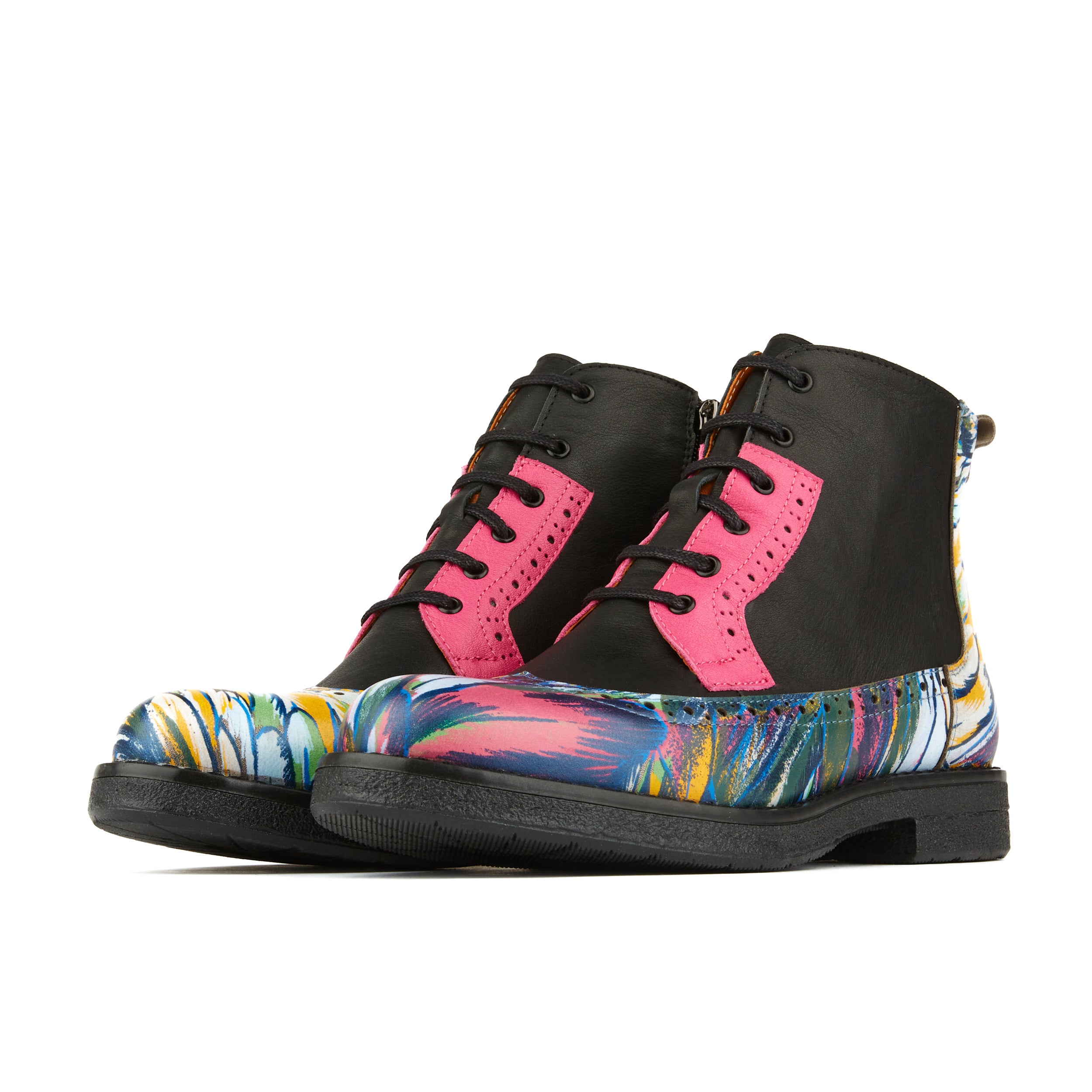 Hatter - Dark Flamingo - Women's Italian leather ankle boot in vibrant colours