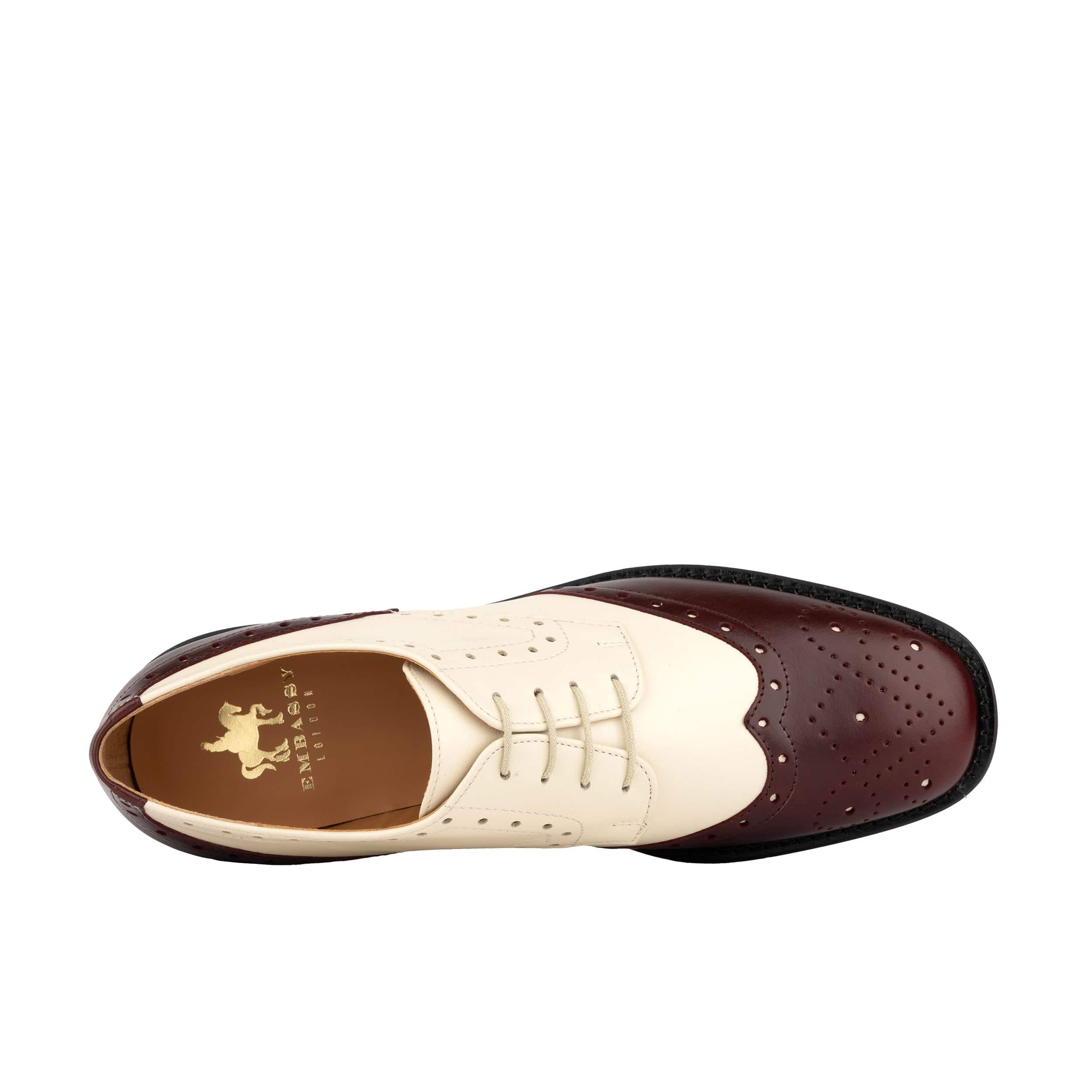 Eton - Burgundy & Cream - Women's square toe leather lace-up