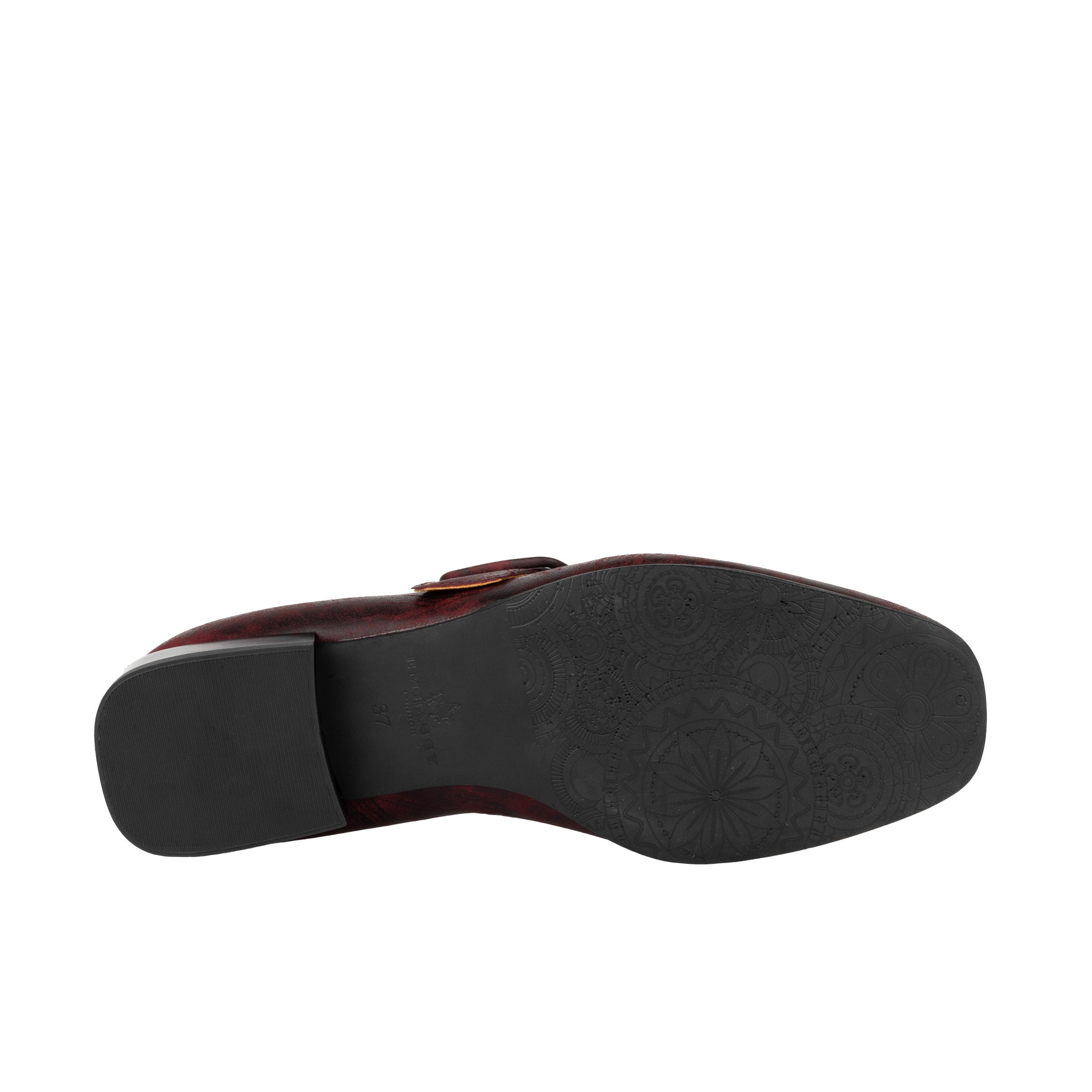 Bliss - Burgundy - Women's block heel square toe patent leather Mary-Jane