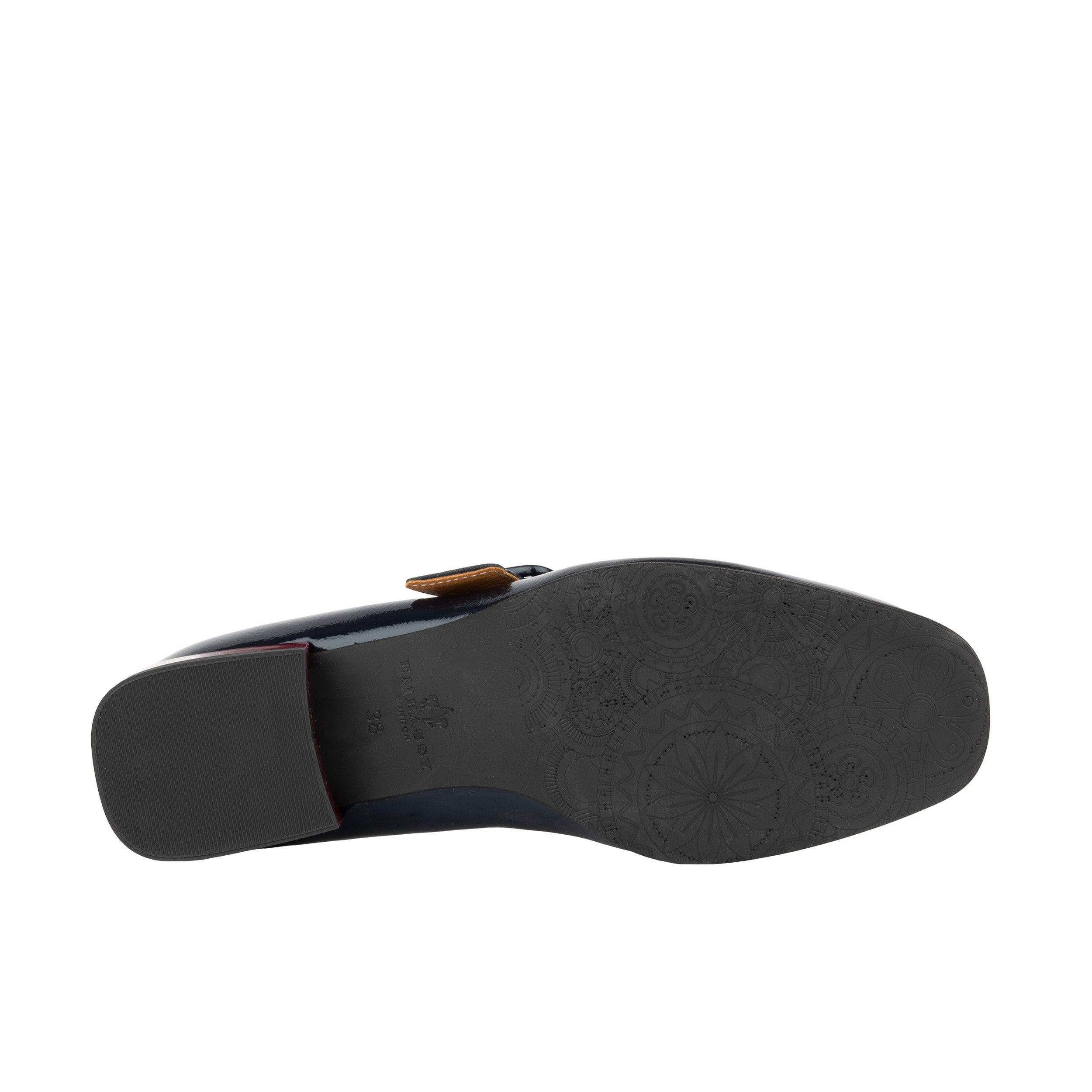 Bliss - Navy - Women's block heel square toe patent leather Mary-Jane