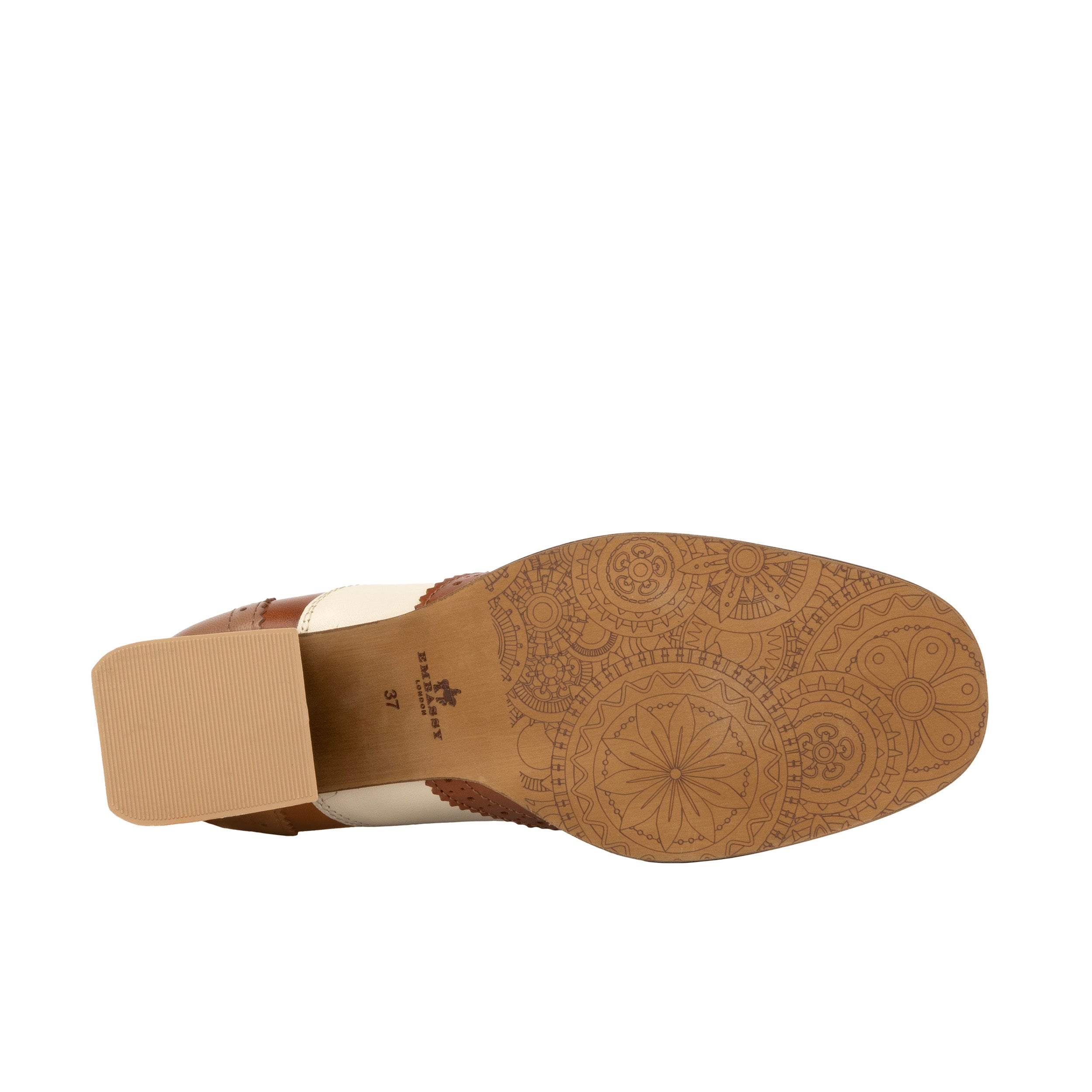 Ziggy - Brown & Cream - Women’s Leather Lace-up Brogue Heel