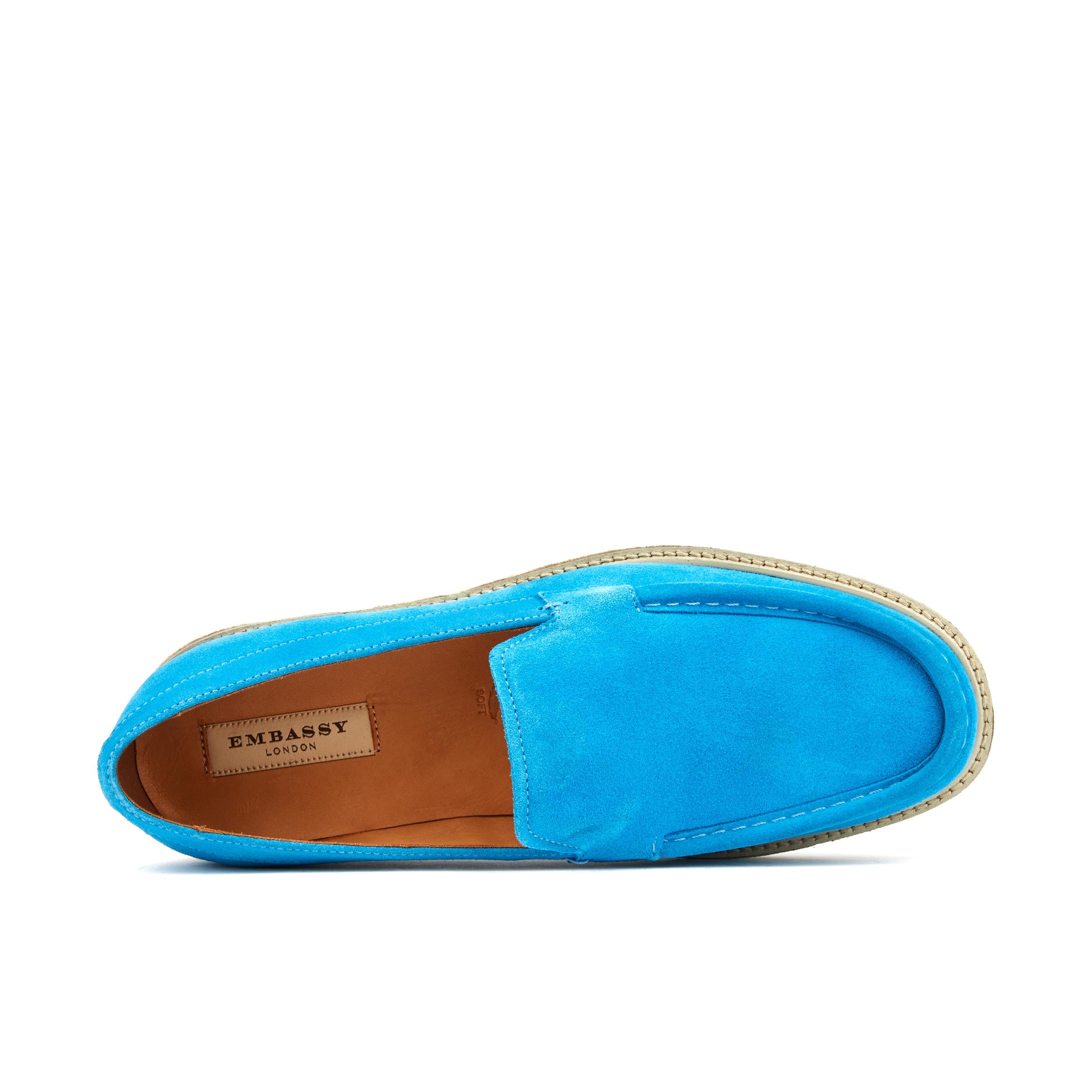 Cruz - Sky Blue - Men's blue suede leather casual slip on with soft insoles