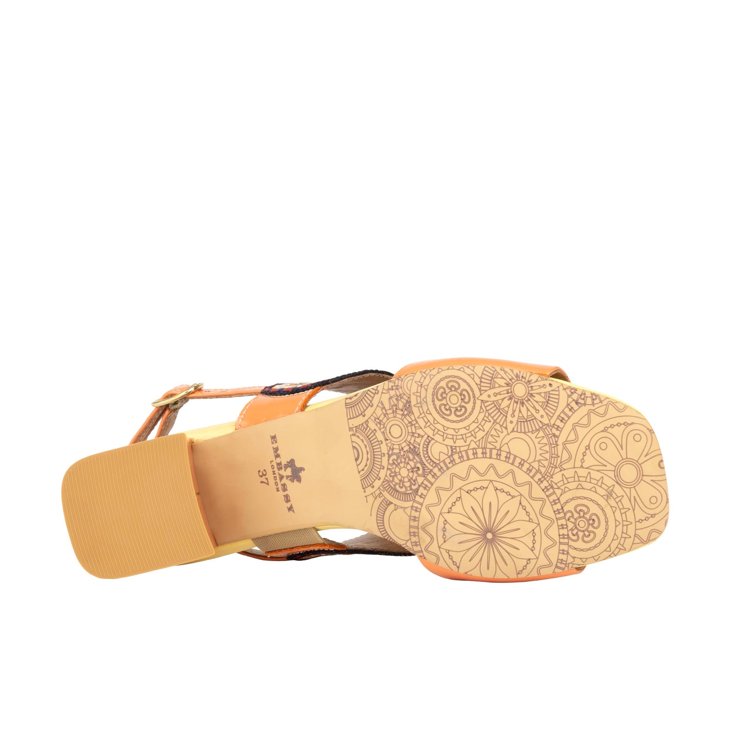 Vibe - Coral Multi - Women's leather heel sandal with open-toe & ankle strap