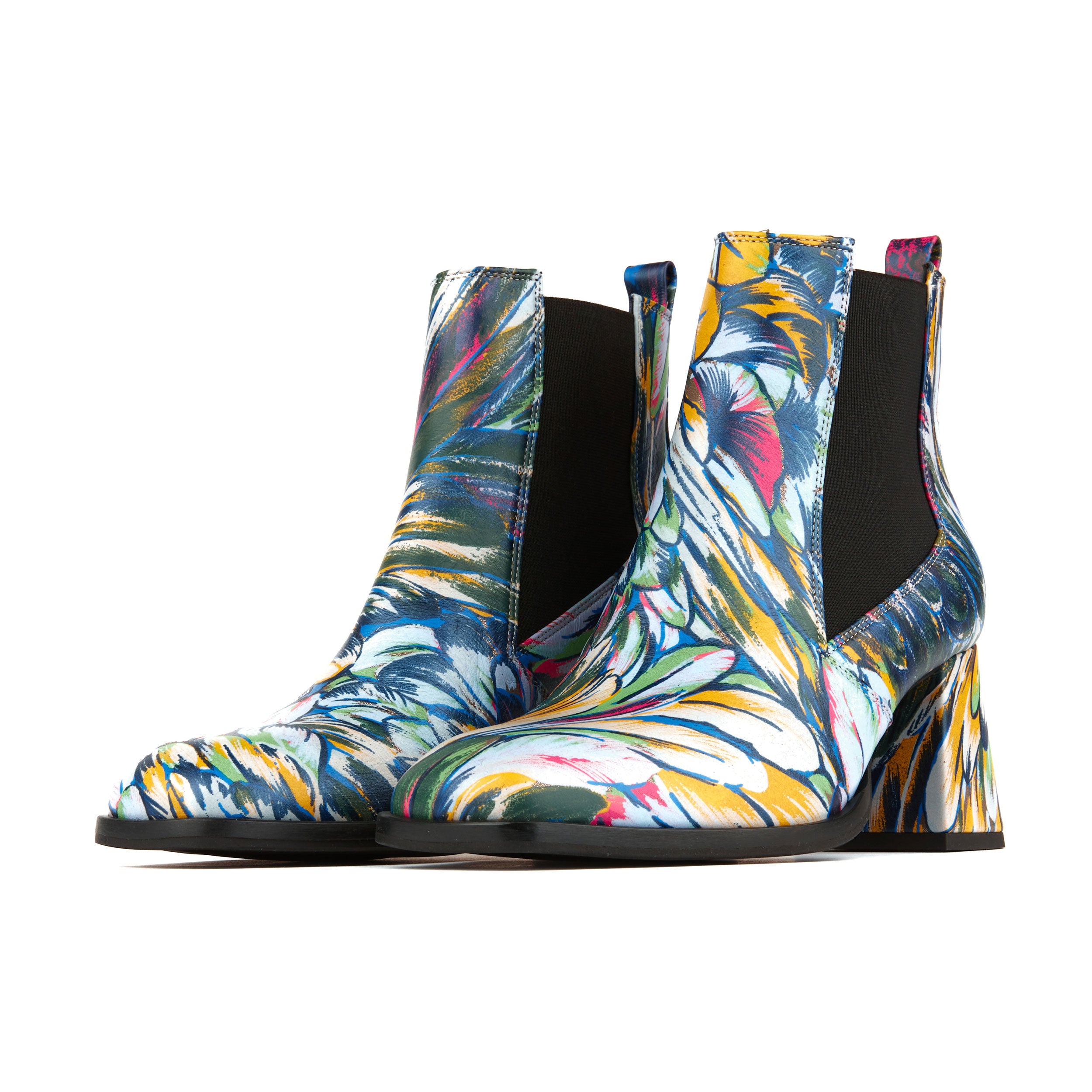 Claudia Mini - Flamingo - Women's Italian leather square toe block heel chelsea boot